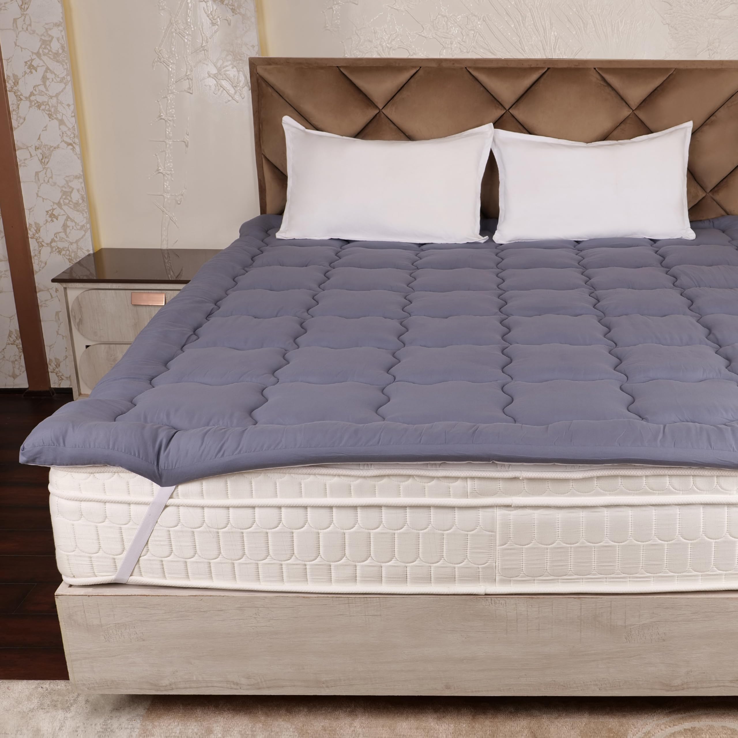 AVI Super Soft 500 GSM Microfiber Bed Mattress Topper for King Size 78x72 Inch | All Season Comfortable Sleep 2 Inch Thick Mattresses Padding King Size -(Grey, 6.5x6 Feet, 4 Corners Elastic Band)-image-33