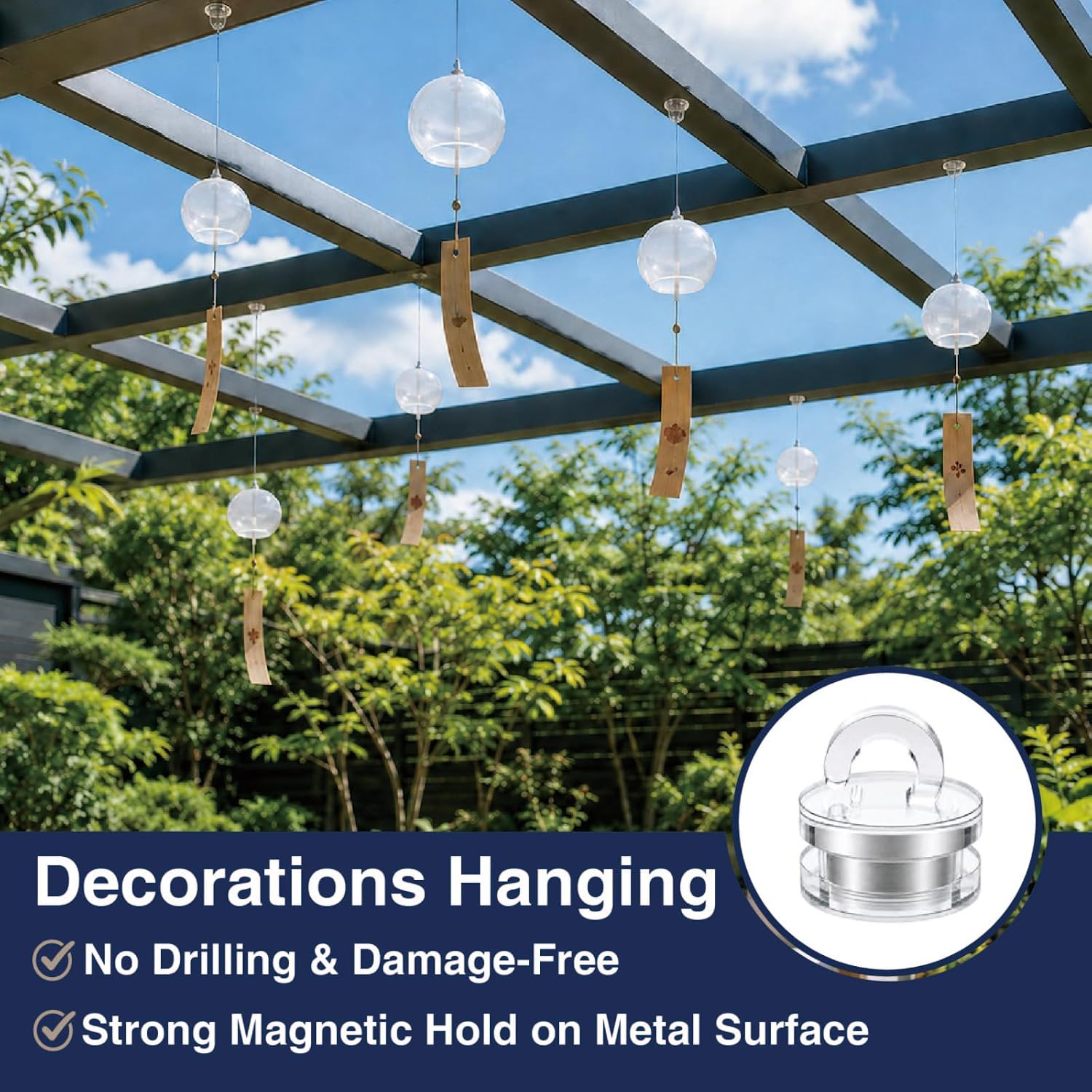 Magnetic Ceiling Hooks with 98ft Clear Hanging Line, 20 Pack