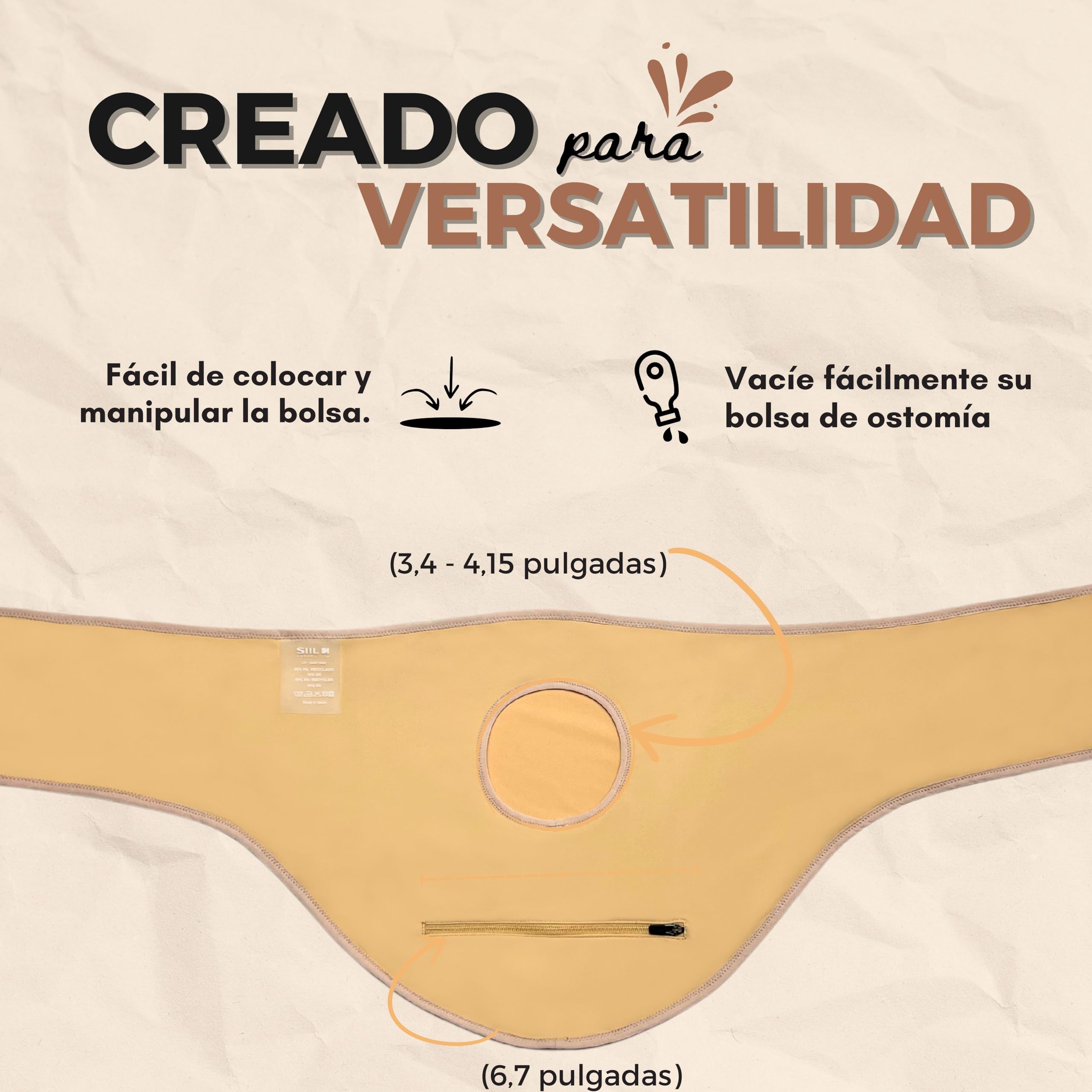 SIIL Cinturón de ostomía para hombres y mujeres, fundas de bolsa de estoma beige para colostomía, ileostomía y urostomía, cinturón de apoyo para estomas compatible con hollister de coloplast Convatec
