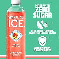 Vista 4 de Sparkling Ice, Durazno Nectarina. Agua con gas, con antioxidantes y vitaminas, cero azúcar. Botellas de 17 oz (Paquete de 12).