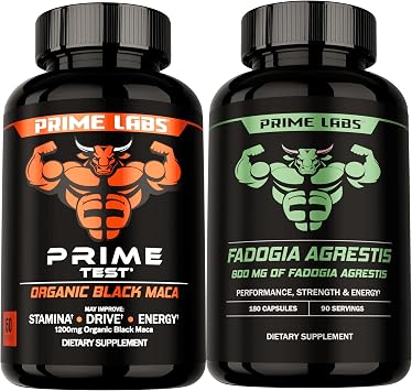 Prime Labs Organic Black Maca Capsules + Fadogia Agrestis Capsules