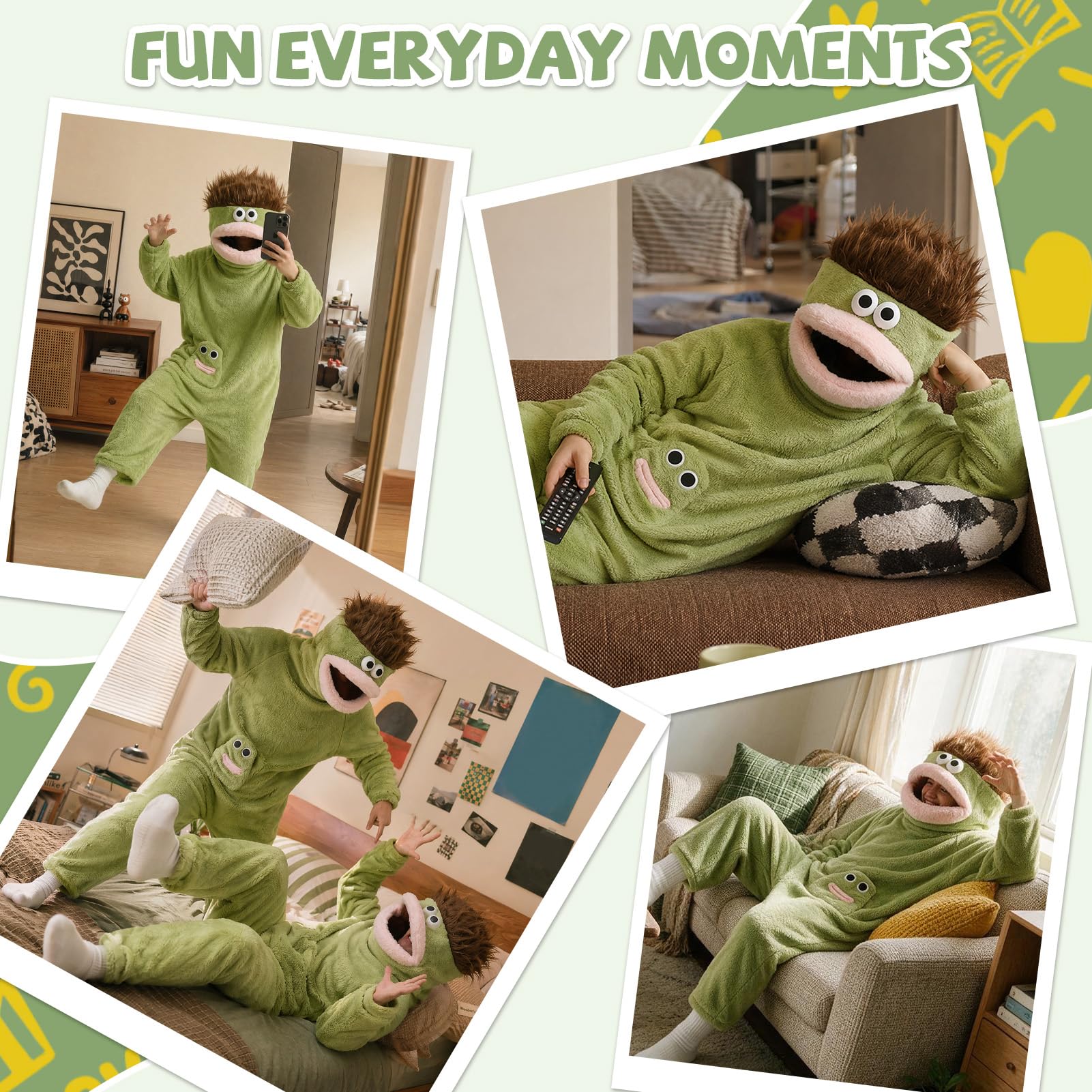 Formemory Big Mouth Monster Einteiler Damen,Silly Onesie Pyjama Erwachsene Plüsch Ganzkörper Pyjama Lustig Kostüm Outfit