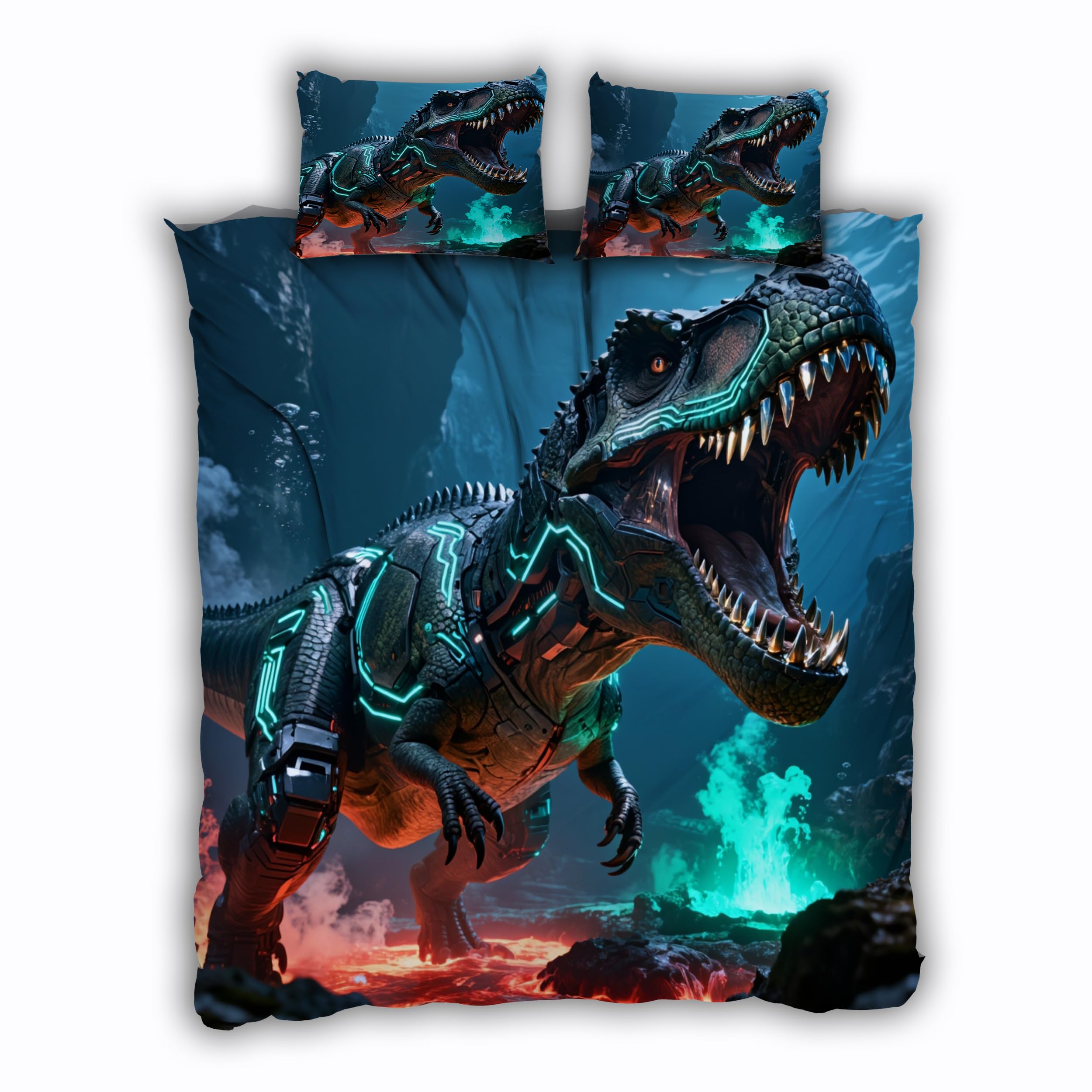Parure de lit dinosaure rétro 140x200 cm, l'idée cadeau parfaite pour un enfant