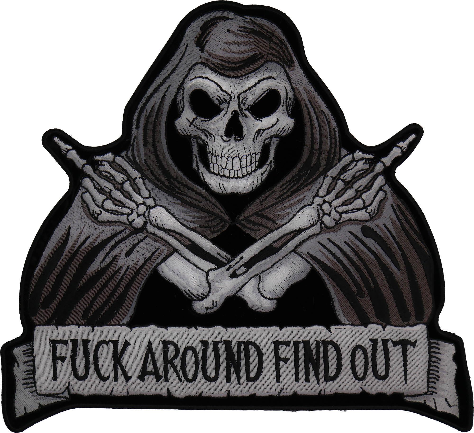 Amazon.com: Skull Reaper Fuck Around Find Out Patch, Large Skull