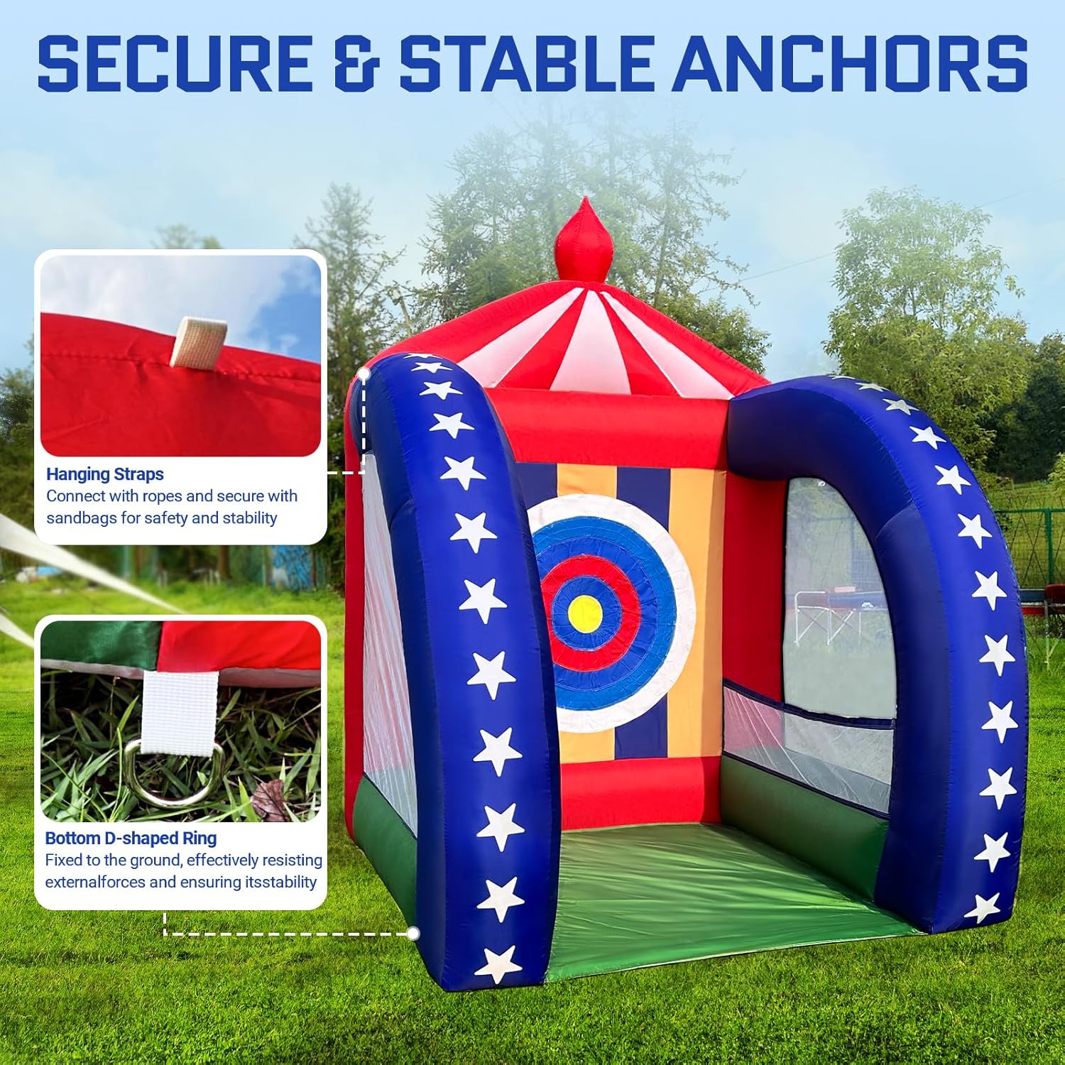 OZIS 6.5x6.5x9Ft Inflatable Axe Throwing Game with Built-in Blower Portable Fun Axe Toss Target Dart Board, Interactive Inflatable Carnival Games for Commercial Events, Parties, Family Activities