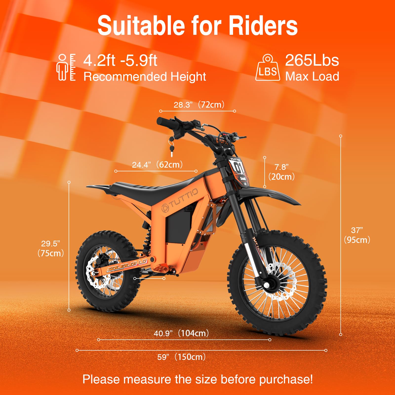 Amazon.com: Tuttio 2026 New Soleil01-LO Electric Dirt Bikefor