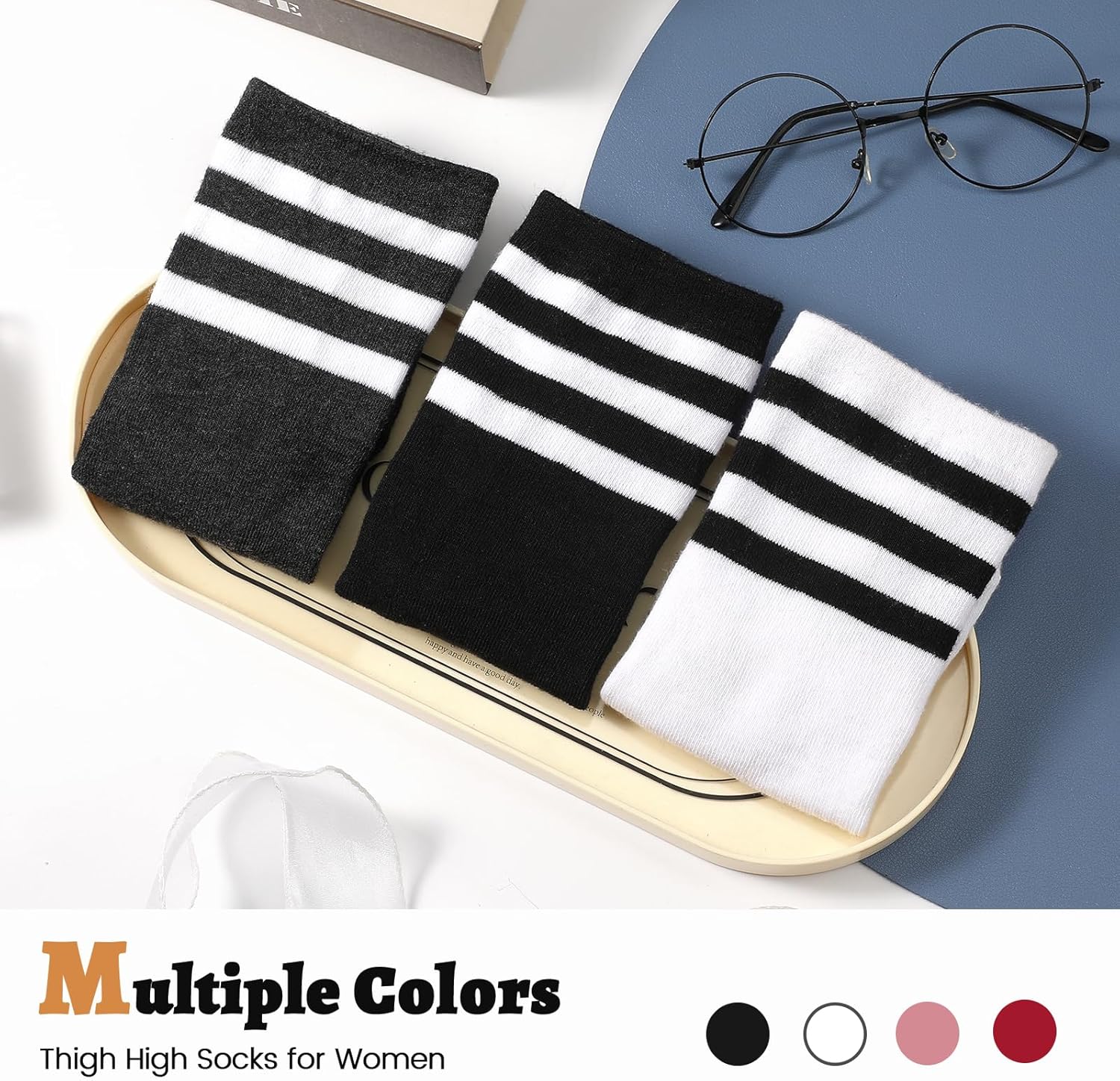 Pleneal 2/3 Pairs Thigh High Socks for Women Knit Warm Over Knee High Socks Leg Warmers Long Boot Sock - Image 6