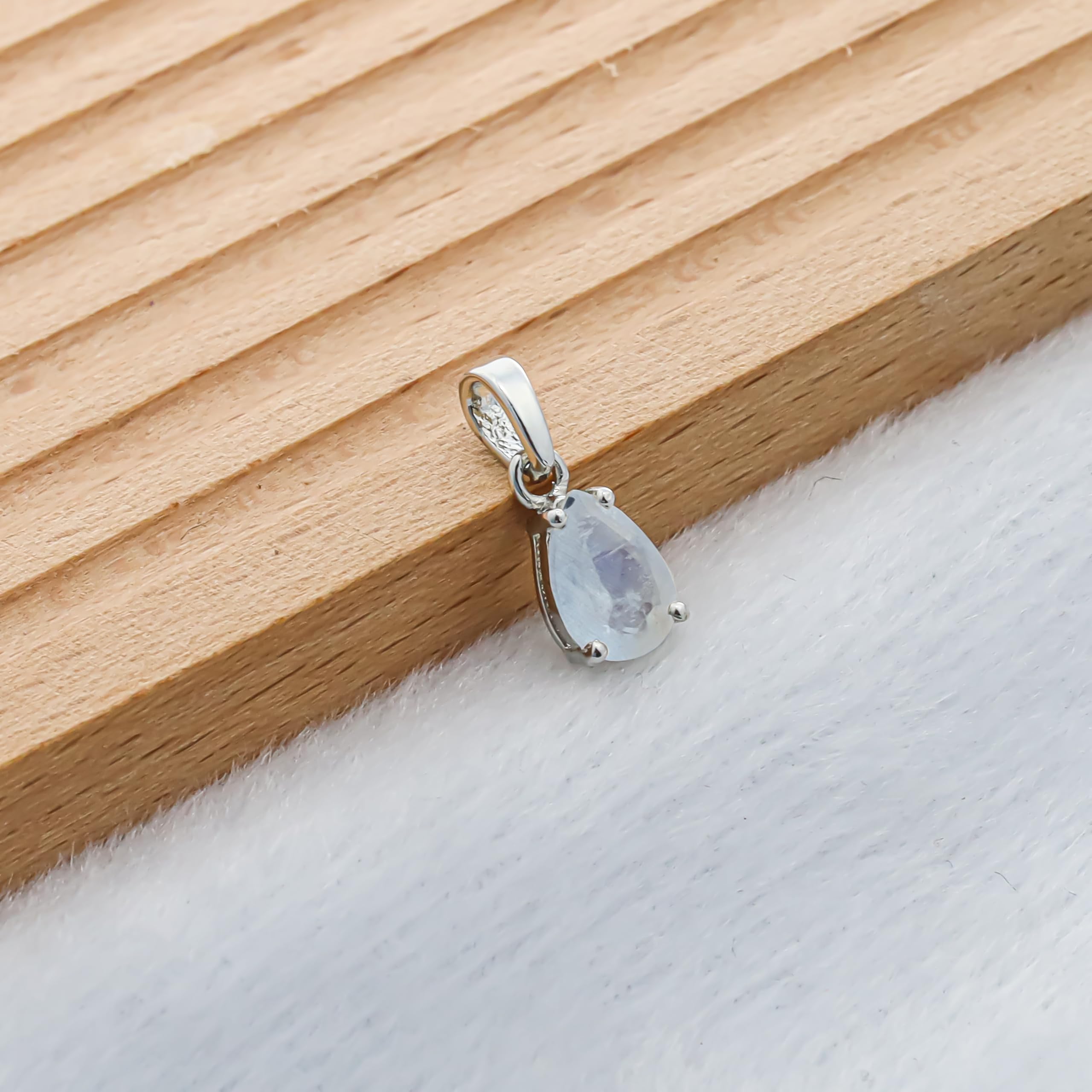 Pendentif en argent sterling 925 avec pierre de lune et breloque bohème taille poire 6 x 9 mm pour femme, bijoux SP-619