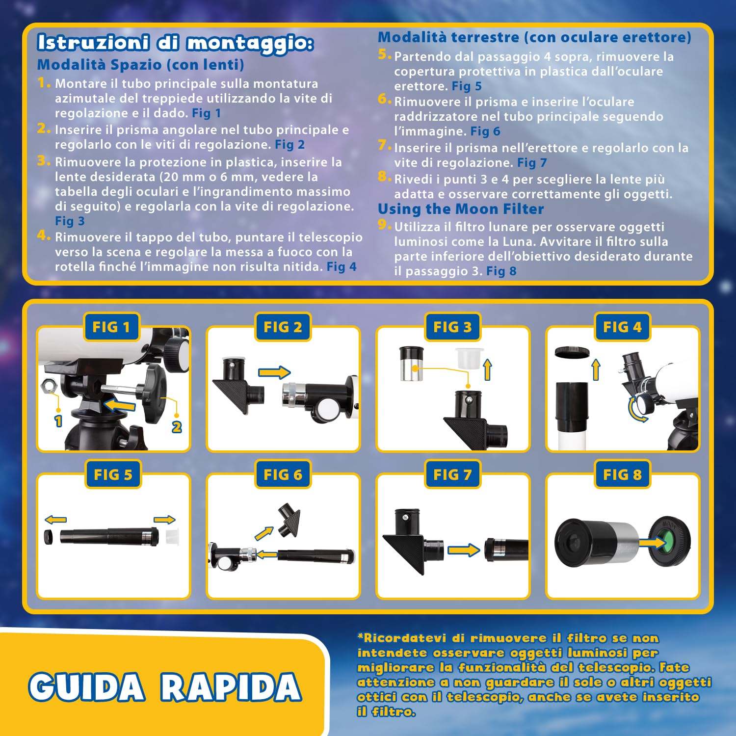 Party town Big Minds - Telescopio Astronomico Bambini con App Didattica | Telescopio Bambini con 3 Lenti | Astronomia | Telescopios per Bambino | Regalo Bambino 8 Anni