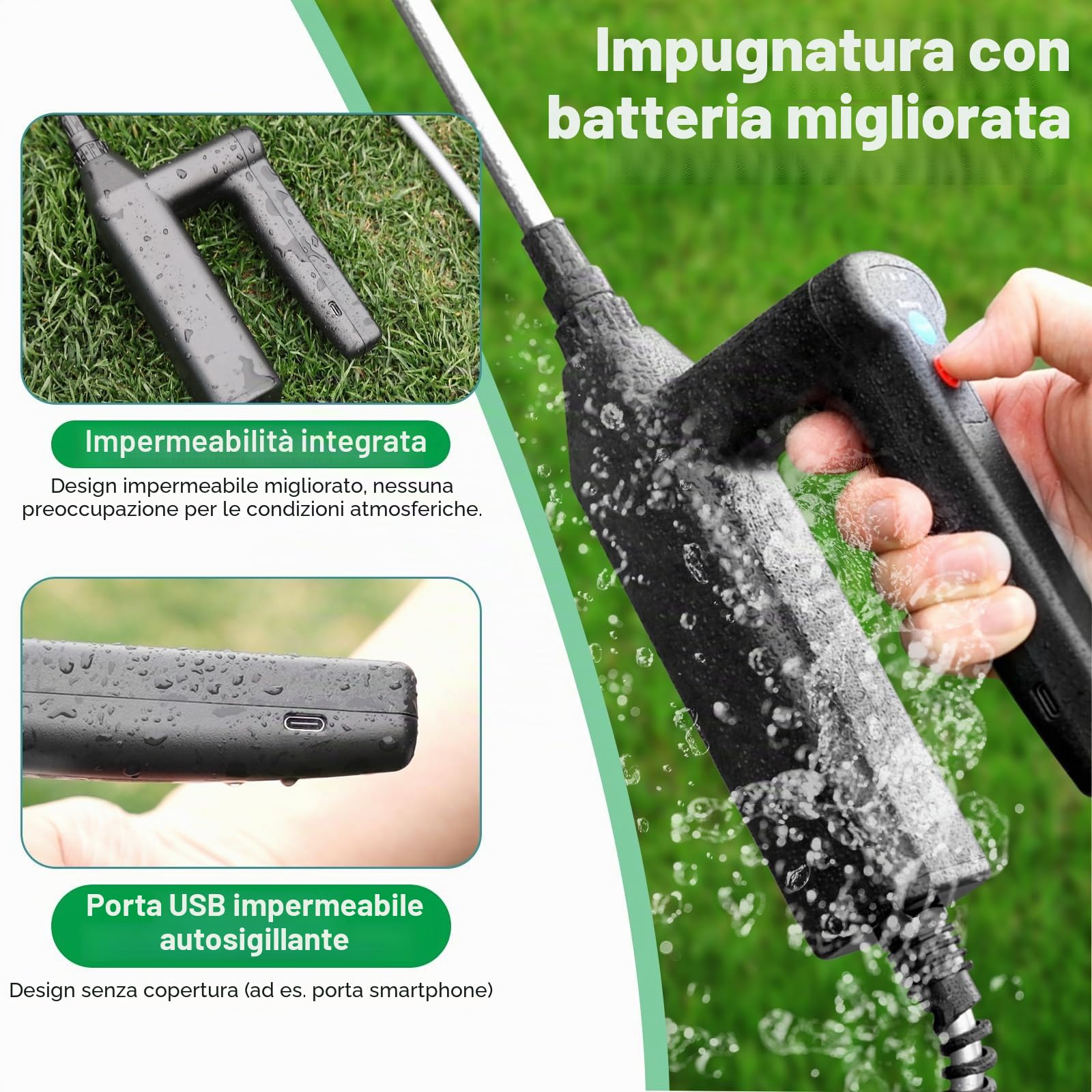 SYLSTAR Pompa Irroratrice a Batteria da 5L, 3 Velocità di Pompa Irroratrice,7.4V Spruzzatore Forte con Indicatore di Batteria, 4 Ugelli Regolabili Nebulizzatore Piante per Giardino (Verde)