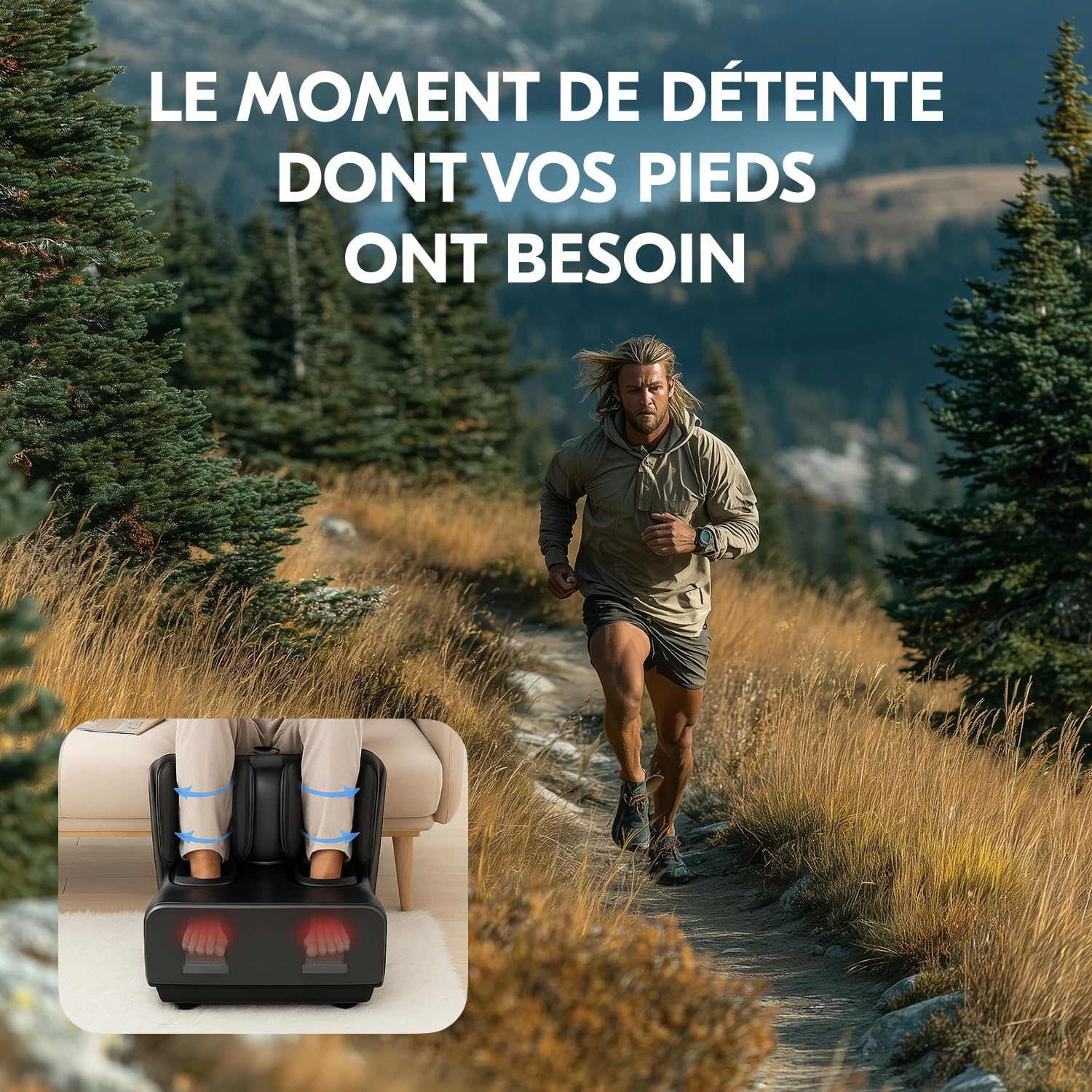 Masseur de pieds et jumeaux 2 en 1 avec chaleur, shiatsu, compression, vibration et pétrissage | Masseur pour pieds, chevilles et jambes | Soulagement de la fatigue et de la fasciite plantaire