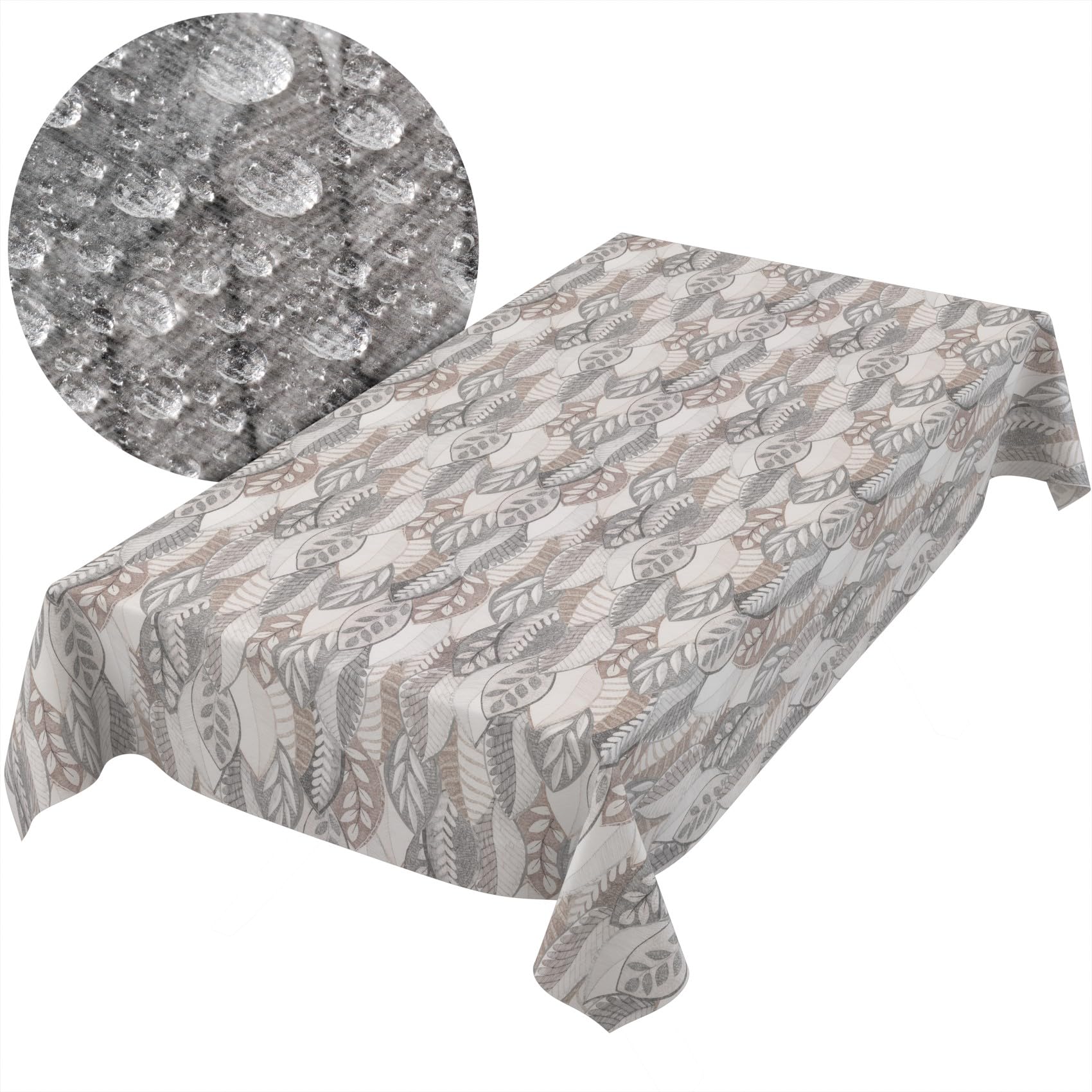 ANRO Obrus na stół Minta 70% bawełna 30% poliester – elegancki wzór liści, łatwy w utrzymaniu czystości, obcięta krawędź 500x140 cm