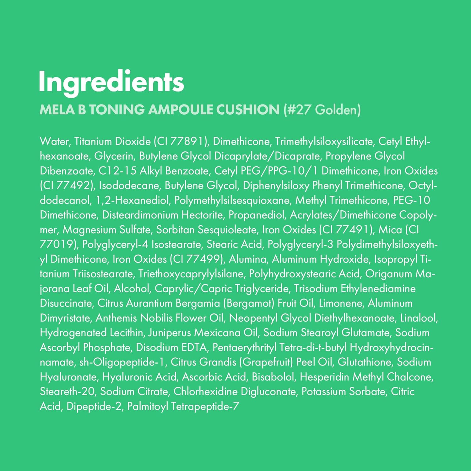 Easydew Mela B Toning Ampoule Cushion Refill - 2-in-1 Korean Skin Care & Face Beauty Makeup - Age-Defying Full Coverage Cushion Foundation with Niacinamide & Hyaluron-Vital C 0.45 oz (#27 Golden) - Image 8