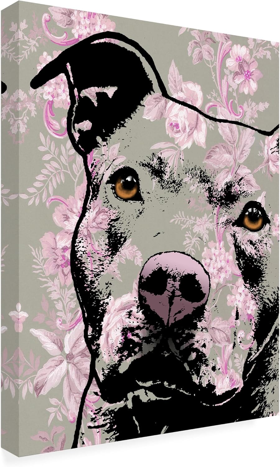 Wrapped Canvas Wall Art - Dean Russo 'Thoughtful Pit Bull' Wall Art for Living Room, Bedroom, or Office Décor - 24 x 32 Inches - 24x32