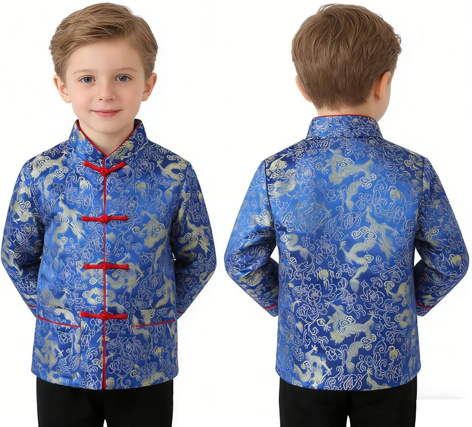Little Boys Dragon Tang Coat Long Sleeve Chinese Clothing Children Costumes Boy Jackets Outfit Tops