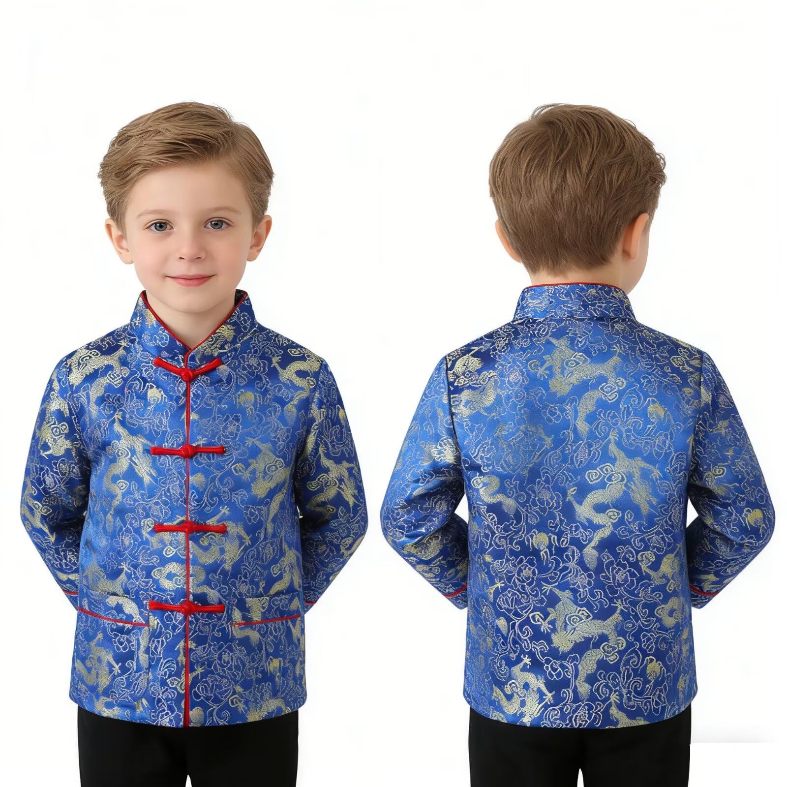 Little Boys Dragon Tang Coat Long Sleeve Chinese Clothing Children Costumes Boy Jackets Outfit Tops