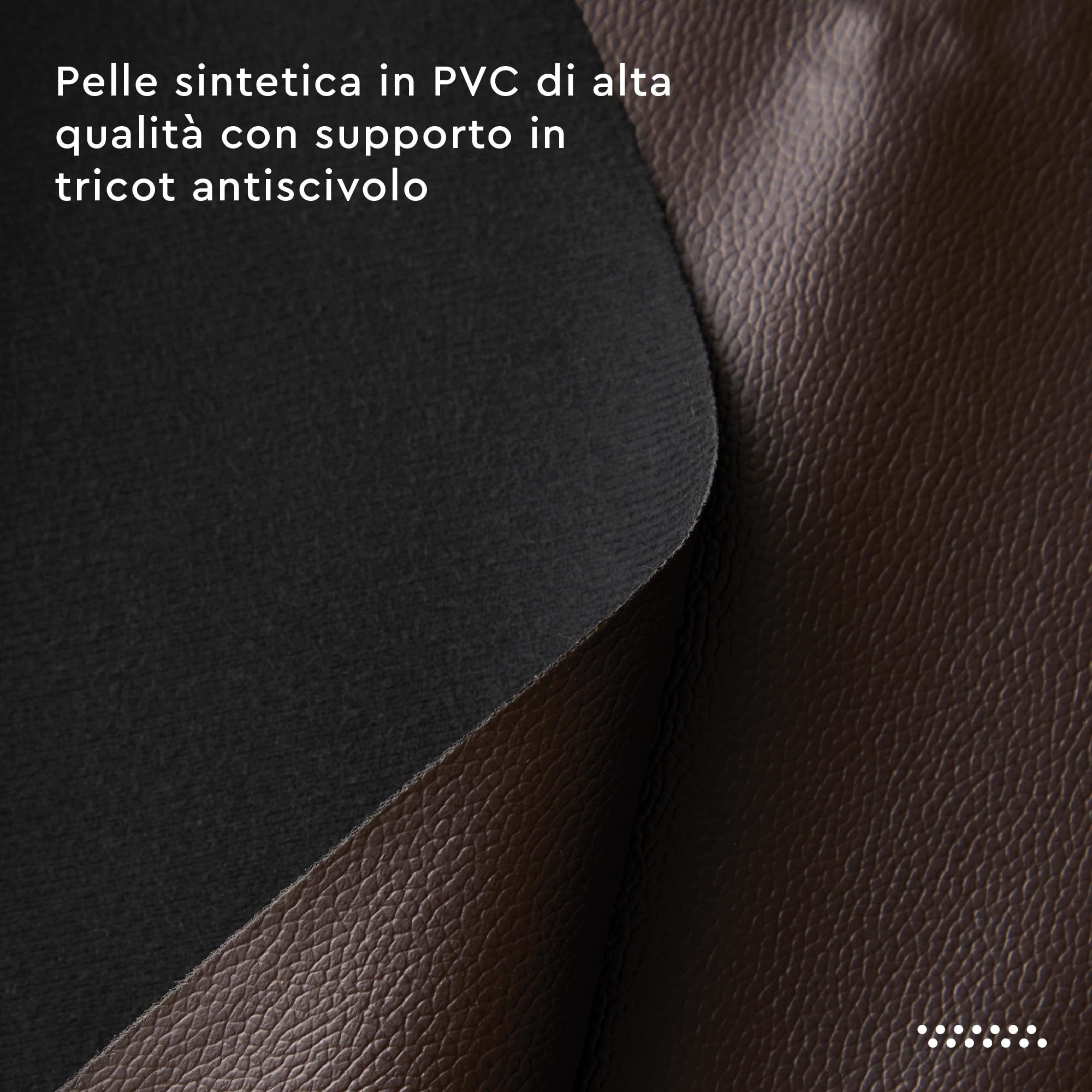 Encasa XO Runner Tavola in Finta Pelle, Impermeabile 12"x72" | Marrone scuro, Spessore 0,7 mm | Retro Tricot Antiscivolo | Facile da Pulire con Panno Umido | Protegge il Tavolo