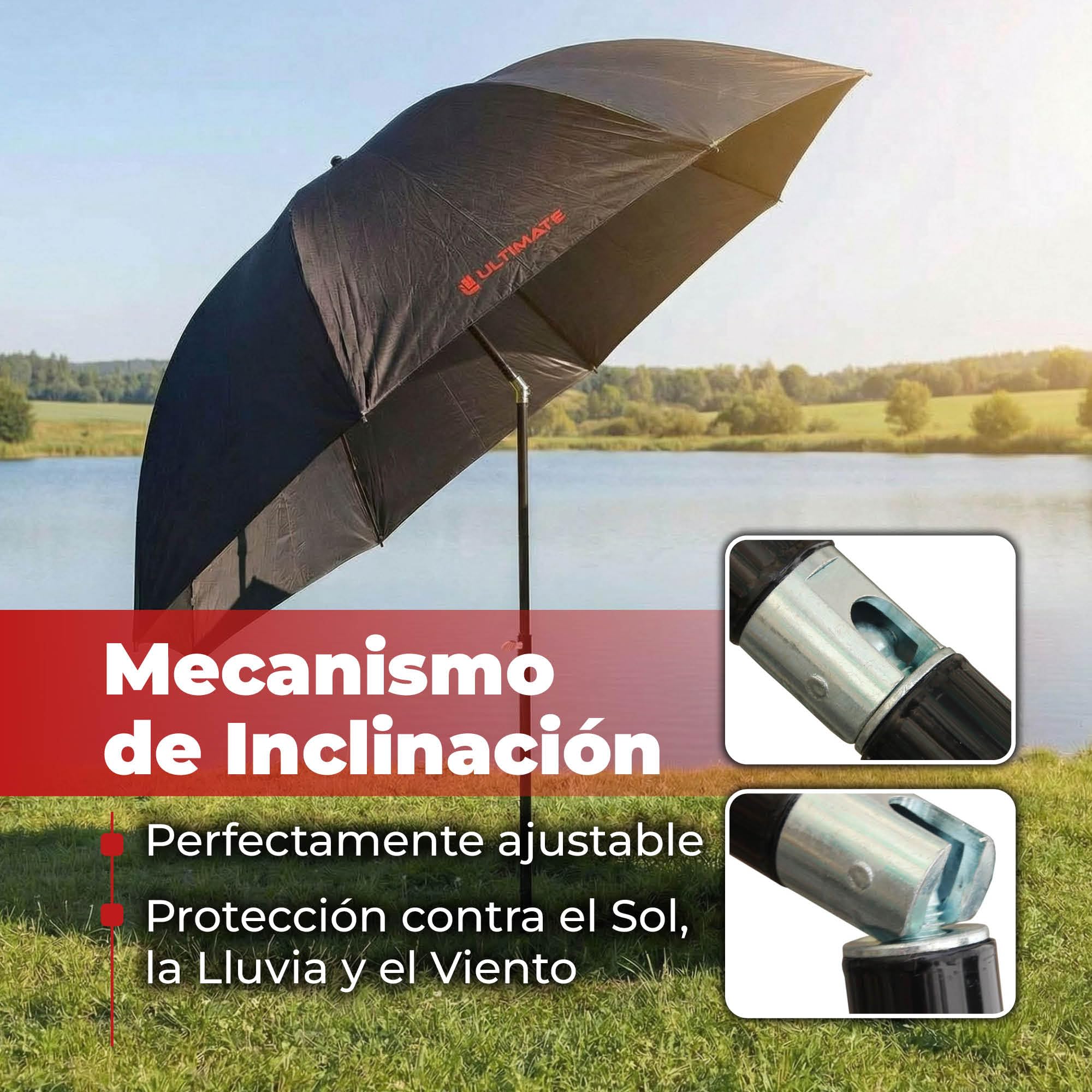 Ultimate 50'' Paraguas con Hoja Lateral Paraguas para Pesca | Sombrilla de Pesca