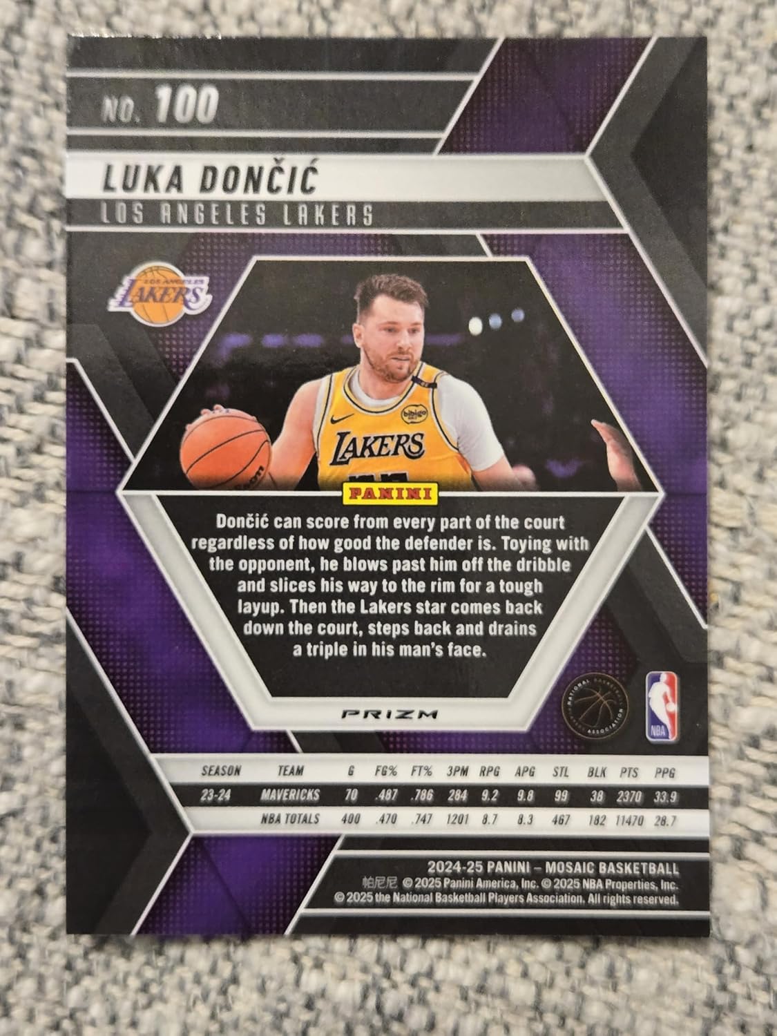 2024 MOSAIC LUKA DONCIC LAKERS OFFICAL BASKETBALL CARD REFRACTOR SILVER PRIZM RARE GIFT INVEST COLLECT