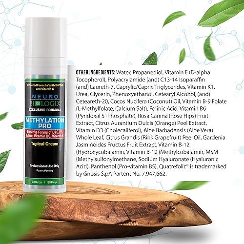 Miniatura 4 de Neuro biologix Methylation Pro Crema tópica - Suplemento de metilación con BioActive B6, B12, folato de metilo, vitamina D y K1, uso tópico, 2 onzas