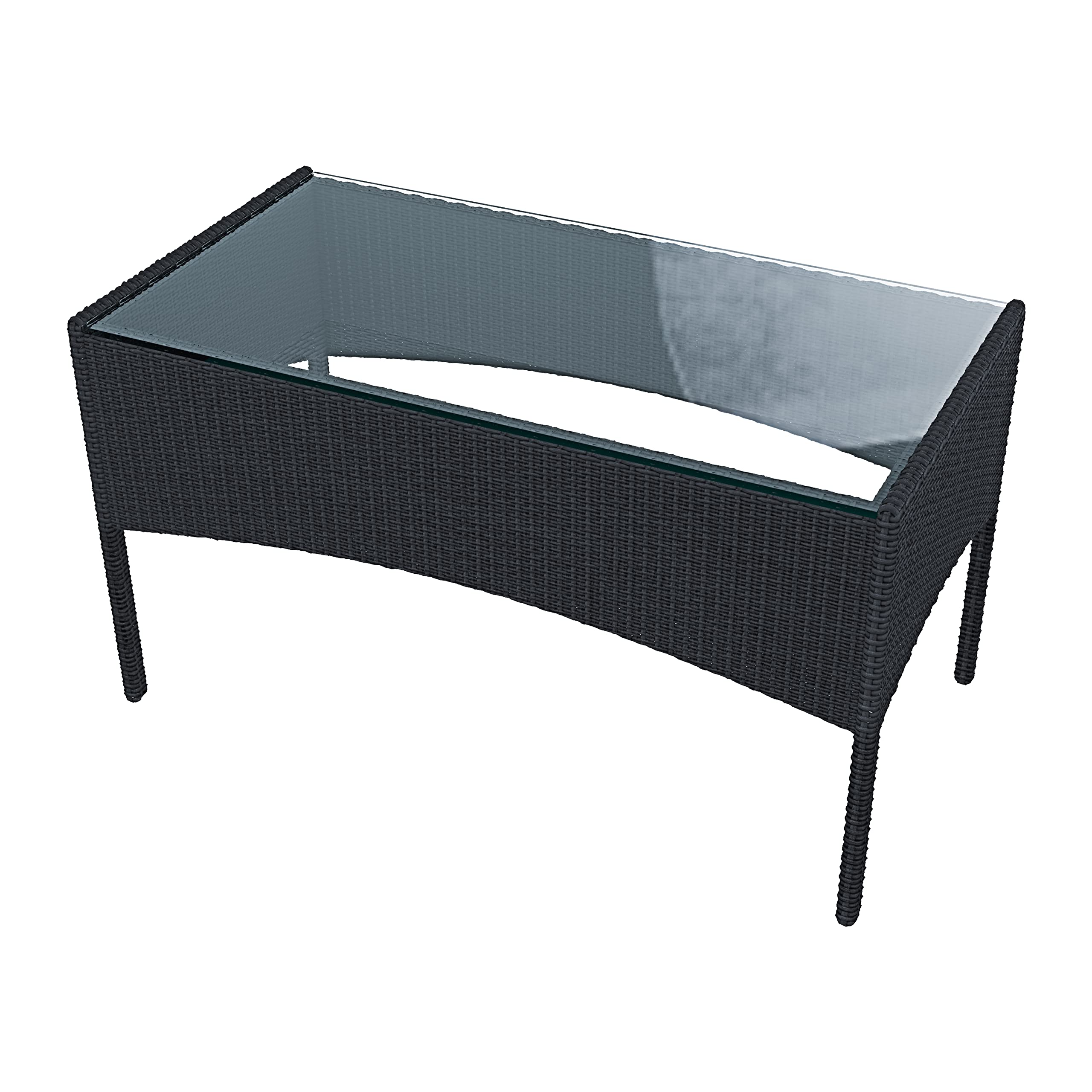 Arreditaly Set Di Mobili da Giardino in Rattan 4 Posti con Tavolino Vetro Cuscini Sfoderabili (Black)