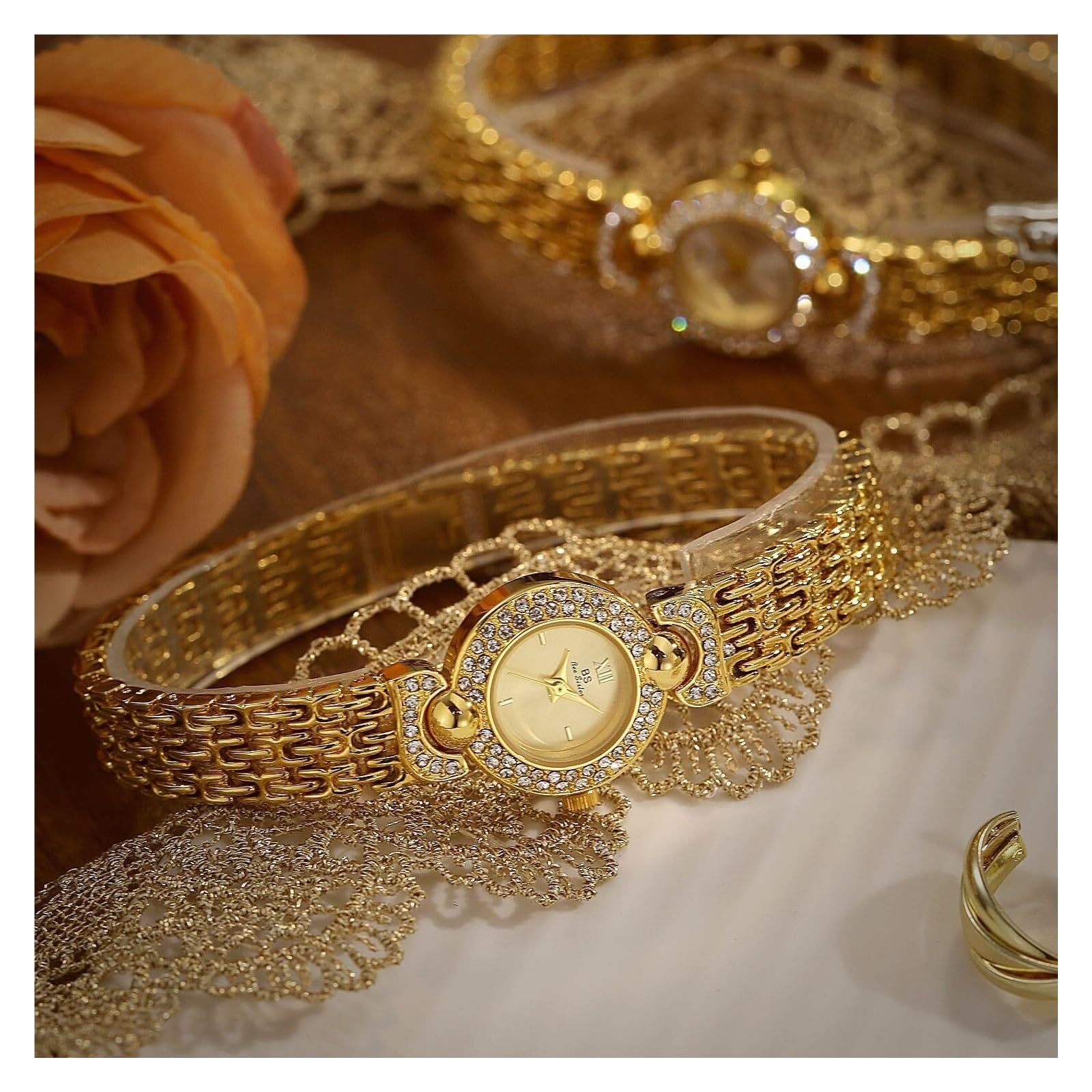 Orologio abbagliante da donna Small Petite Diamond orologio | Orologio da polso con cinturino impermeabile con quadrante rotondo semplice for donna
