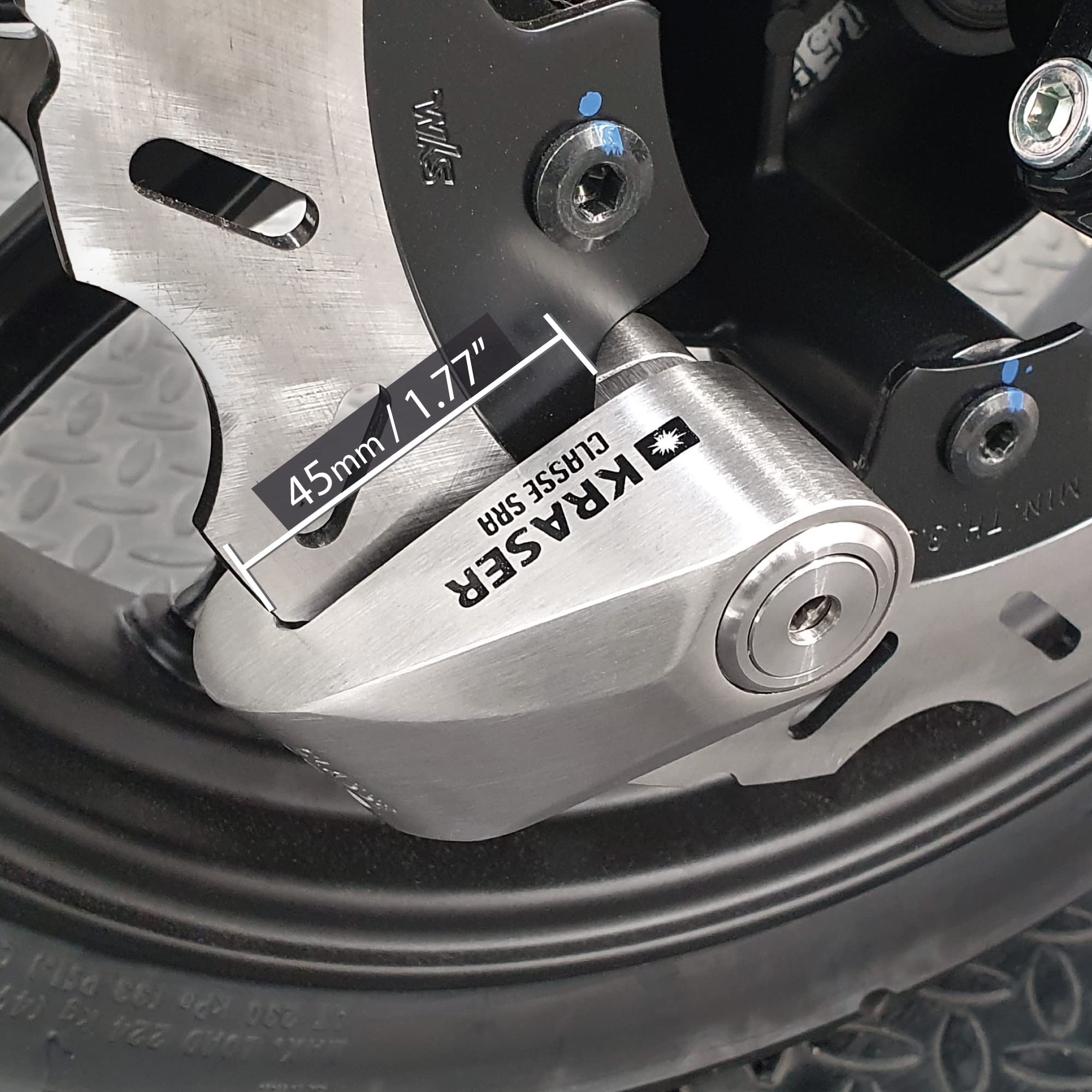 KRASER KR110S SRA Zatwierdzone Disc Kłódka Antykradzieżową Tarcza hamulcowa motocykla 10 mm Podwójne zamknięcie, 3 klawisze + kabel przypomnienia