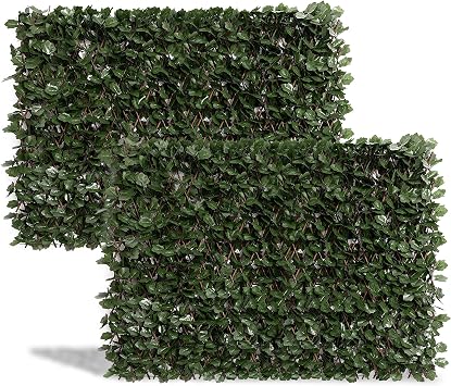 DOEWORKS Expandable Fence Privacy Screen for Balcony Patio OutdoorDouble Sides Leaves, 2PCS Faux Ivy Fencing Panel for Backdrop Garden Backyard Home Decorations