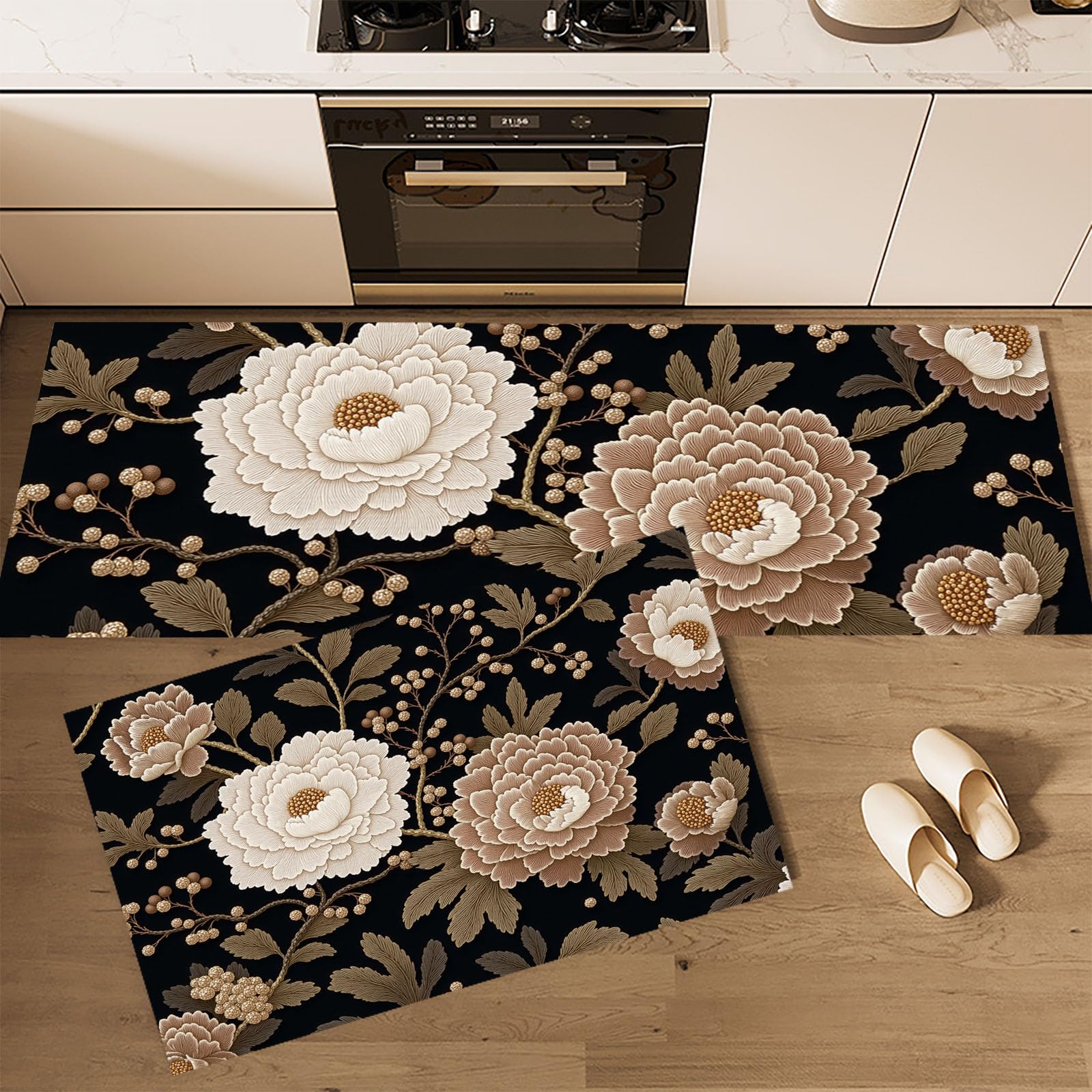 Tapis de cuisine lot de 2 antidérapant lavable paillasson porte entrée