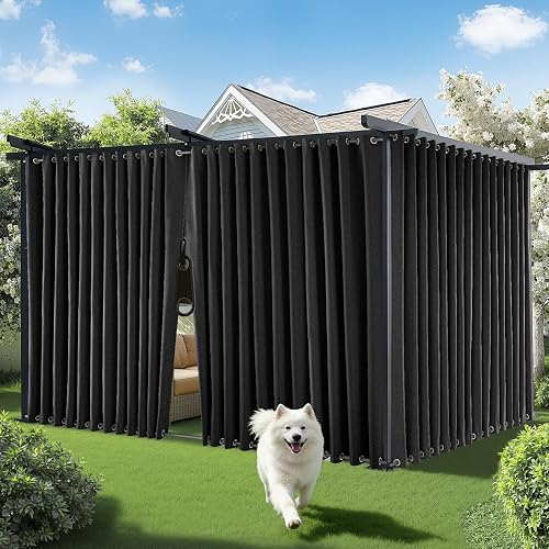 ROFASVCO Waterproof Outdoor Blackout Curtains 2 Panels Faux Linen Patio Curtains with Zipper & Grommets 110x108 Black ROFASVCO Waterproof Outdoor Blackout Curtains 2 Panels Faux Linen Patio Curtains with Zipper & Grommets 110x108 Black