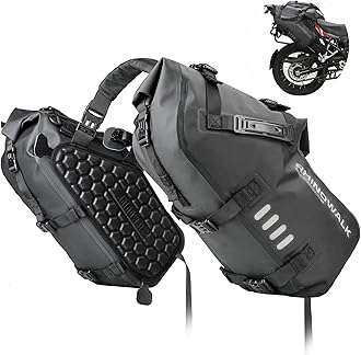 Rhinowalk Motorcycle Saddlebags Waterproof 28L (14L*2) Side Saddlebags, Compatible with most motorcycle racks, adventure、street、sports、dirt bike (Black 1 Pair)