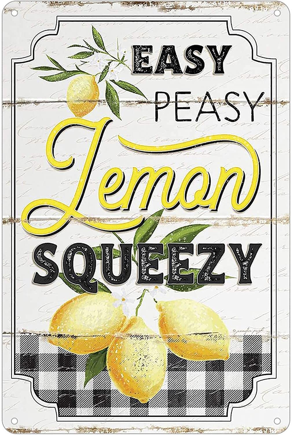 Haosensix Fruit Metal Tin Sign Easy Peasy Lemon Squeezy Retro Poster l Pub Club Cafe Bar Home Poster Painting Wall Decoration 8x12 Inch