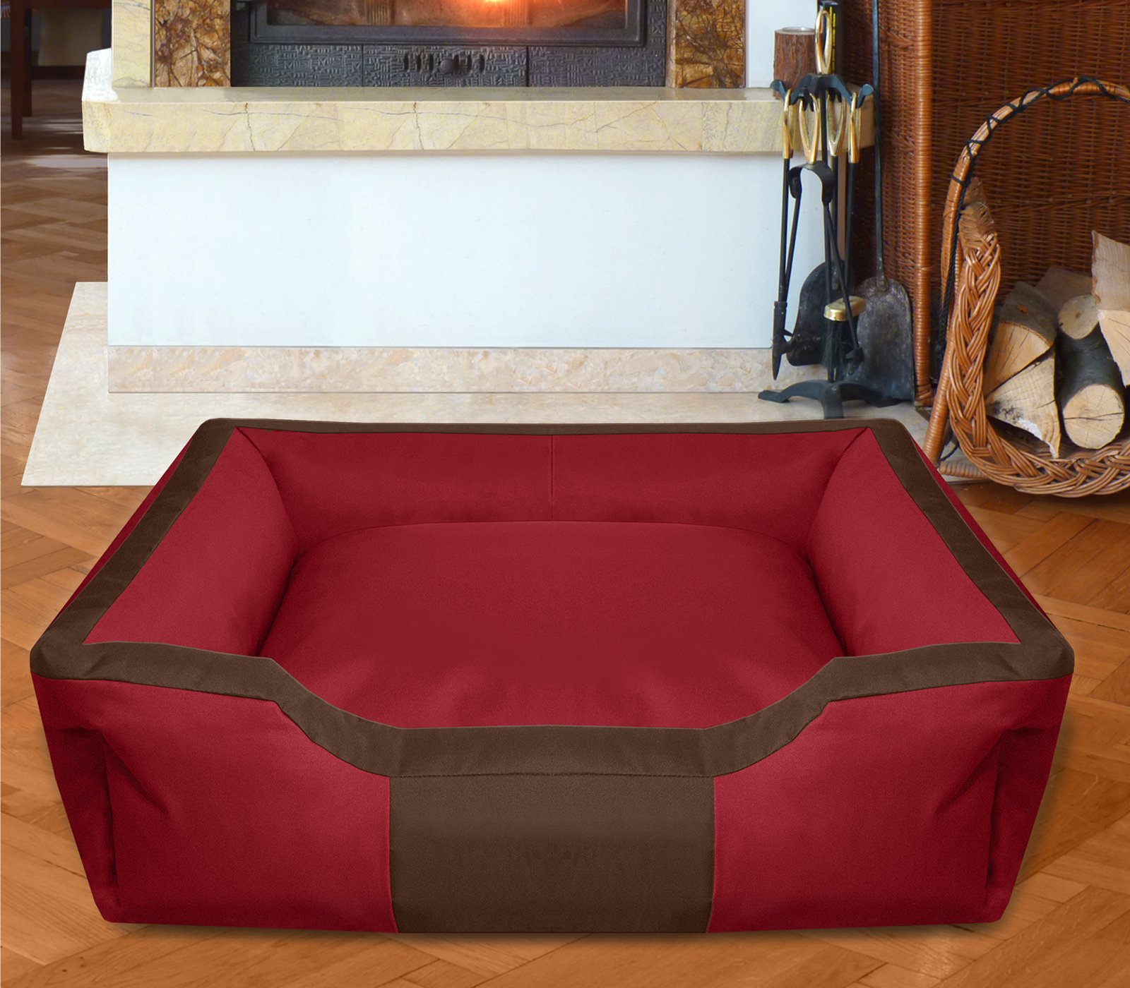 PetLux Luxurious Super Soft Reversible Bed for Indoor Cats, Dog Bed for Puppy and Kitty Round Bed, Sofa, Basket for a Dog & Cat (Red with Brown, L) (B0C1SYCV5N) Amazon Price History, Amazon Price Tracker