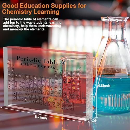 Miniatura 8 de UKKROA - Mesa periódica con elementos reales en el interior - 83 tipos de elementos reales y soporte de exhibición acrílico, para amantes de la