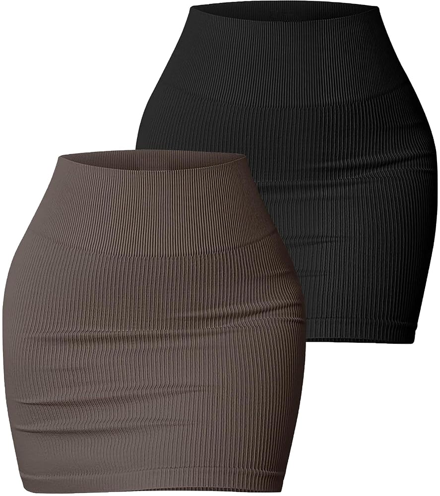 FEOYA Women's Stretchy Bodycon Mini Skirt Basic Above Knee