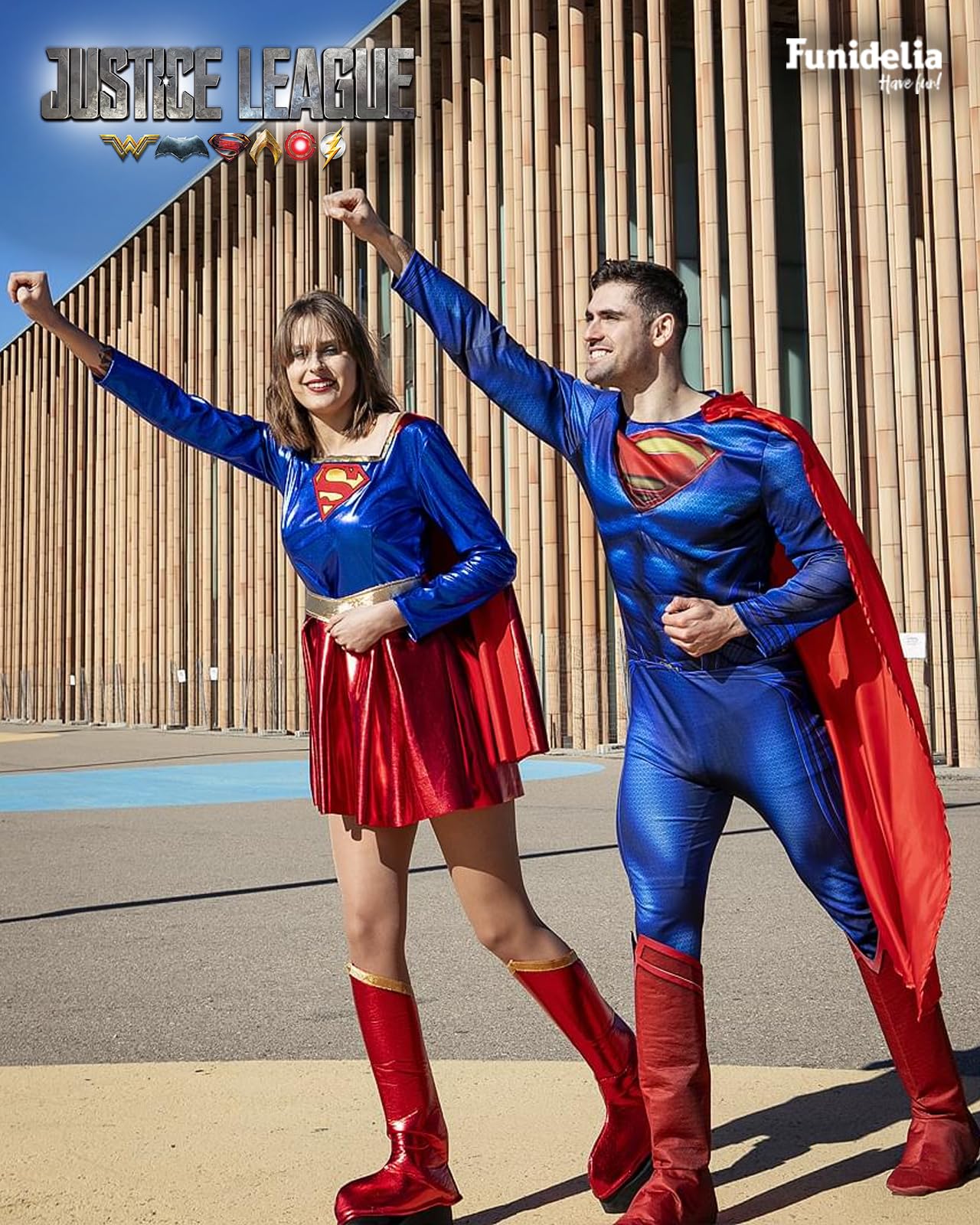 Funidelia Disfraz Oficial de Superman para hombre - La liga de la Justicia, Traje de Hombre de acero para adultos, Disfraces de Carnaval, Halloween y Fiestas – Talla S