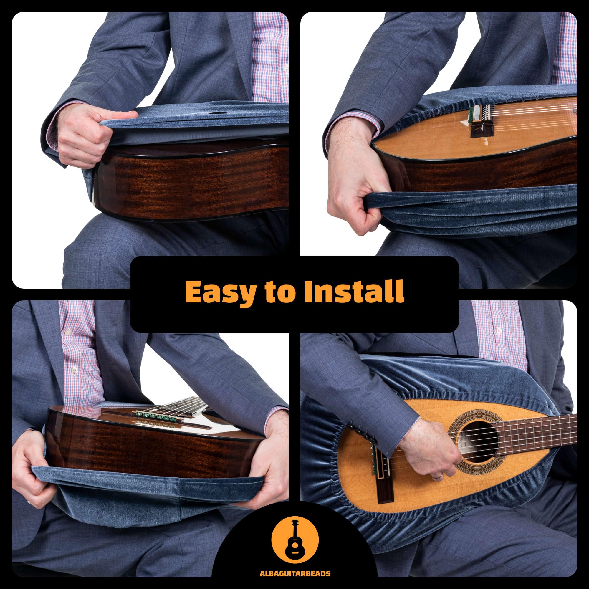 Alba GB Dust Cover - Envoltura protectora para guitarras clásicas, funda de terciopelo para guitarras acústicas y eléctricas, Azul