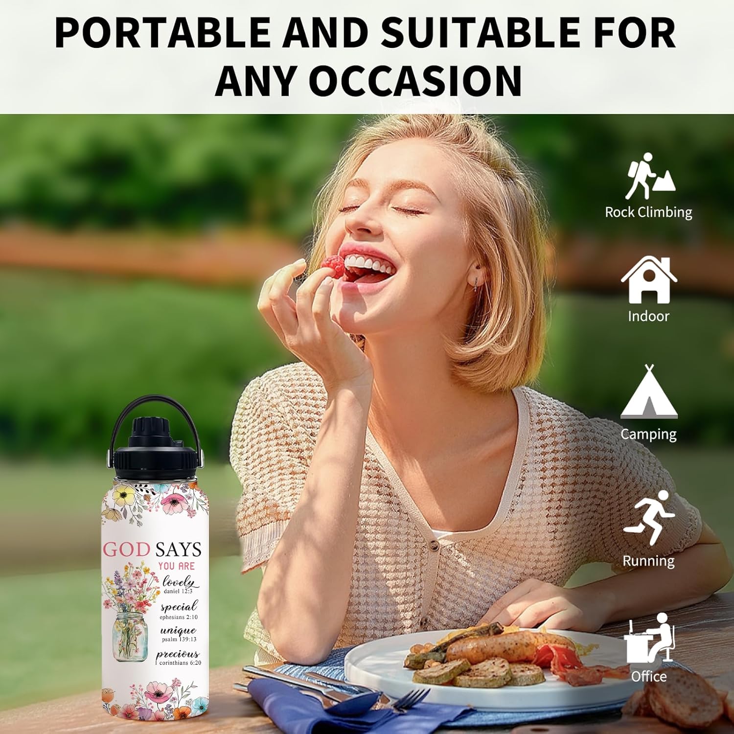 Christian Gifts for Women Tumbler 32 Oz Water Bottle with Lid, Inspirational Religious Encouragement Faith Based Christmas Gift for Her, Bible Verse Stainless Steel Insulated Coffee Travel Cup, 1 PCS - Image 6