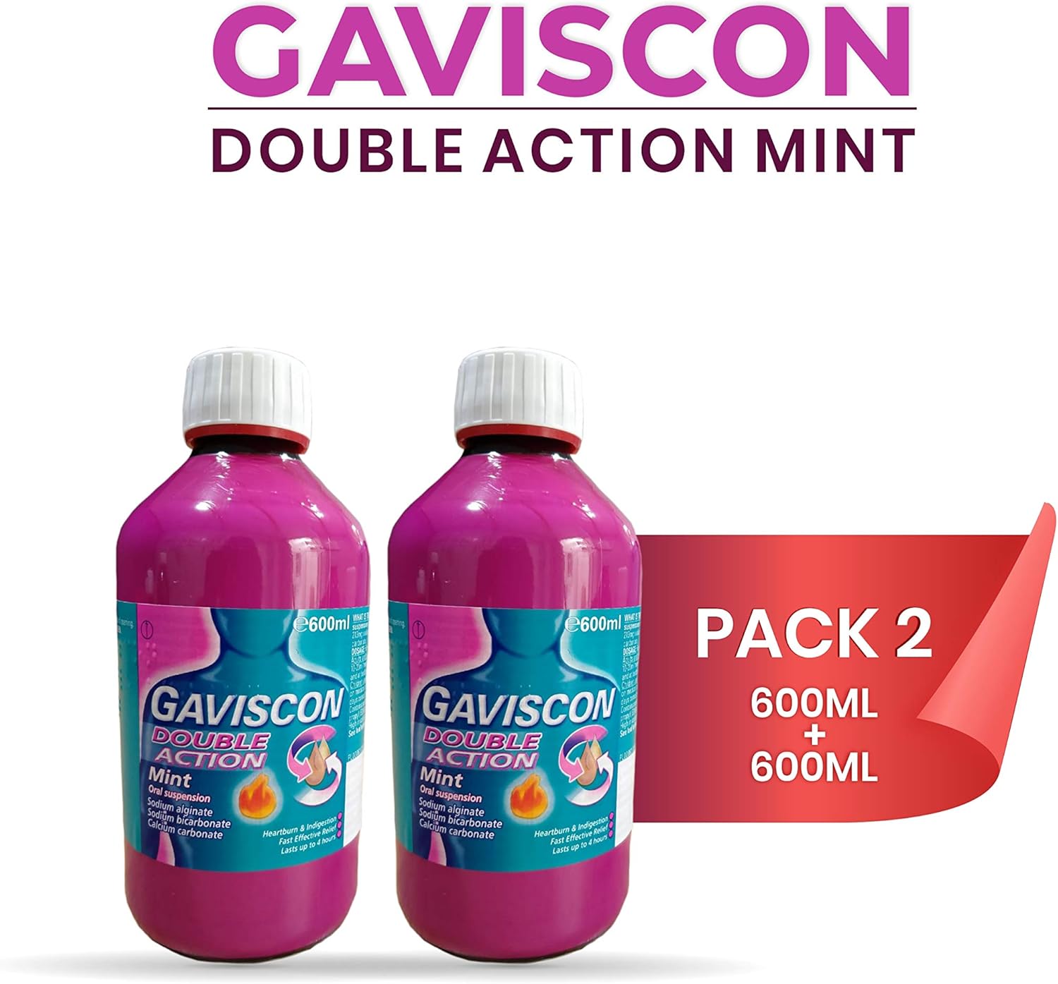 Buy Gaviscon Double Action Peppermint 600ml Pack Of 2 Online In Taiwan B096xygfft