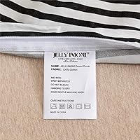 Vista 7 de JELLYMONI Juego de funda de edredón de 3 piezas de 100 % algodón natural, funda de edredón blanca con patrón de rayas negras, con cierre