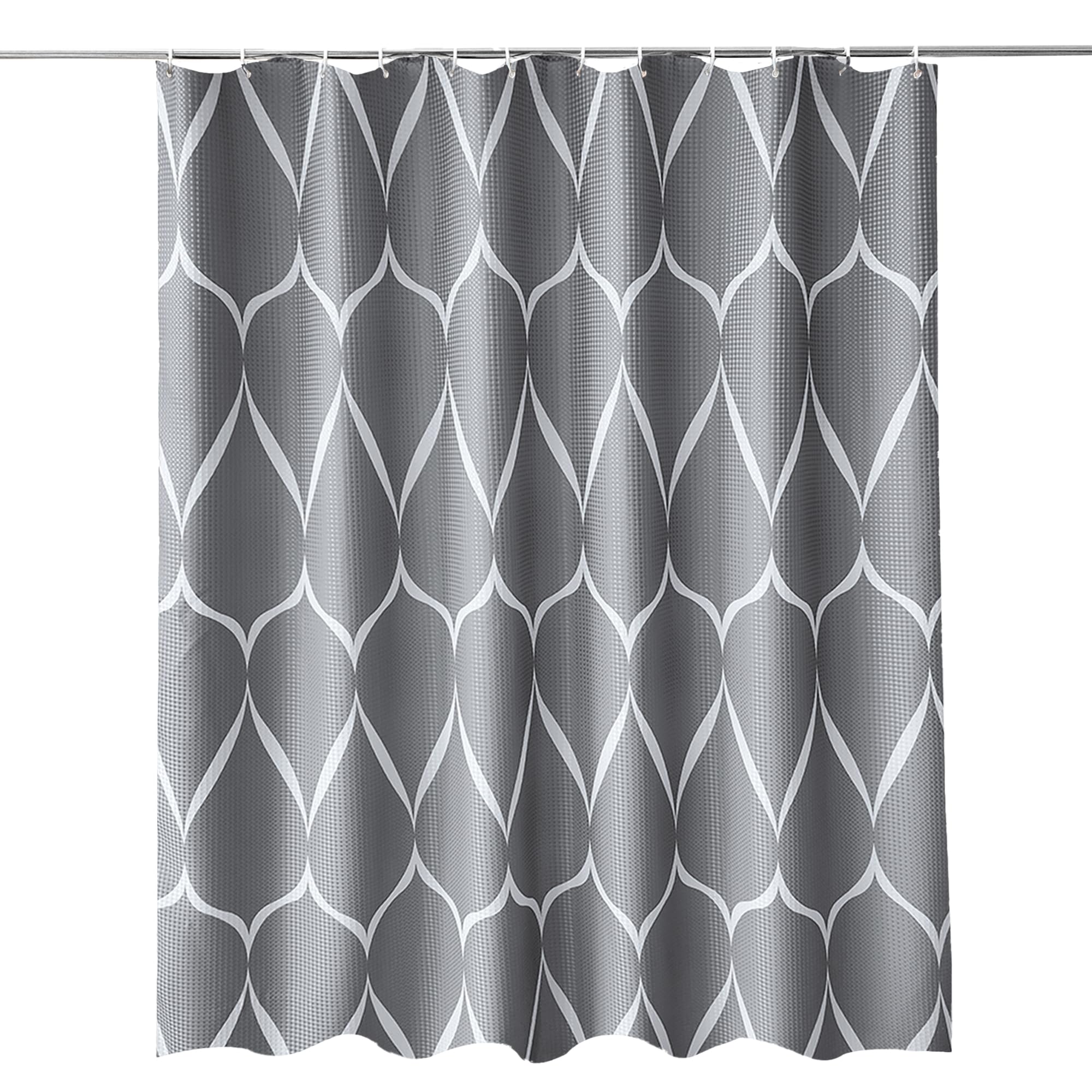 Trimming Shop Lattice Dark Grey Shower Curtain - Polyester Fabric Bathroom Curtain, Mould Resistant, With 12 Hooks, Washable 180x180cm Long Shower Liner, Blackout Design for Stylish Bathroom โ image 1