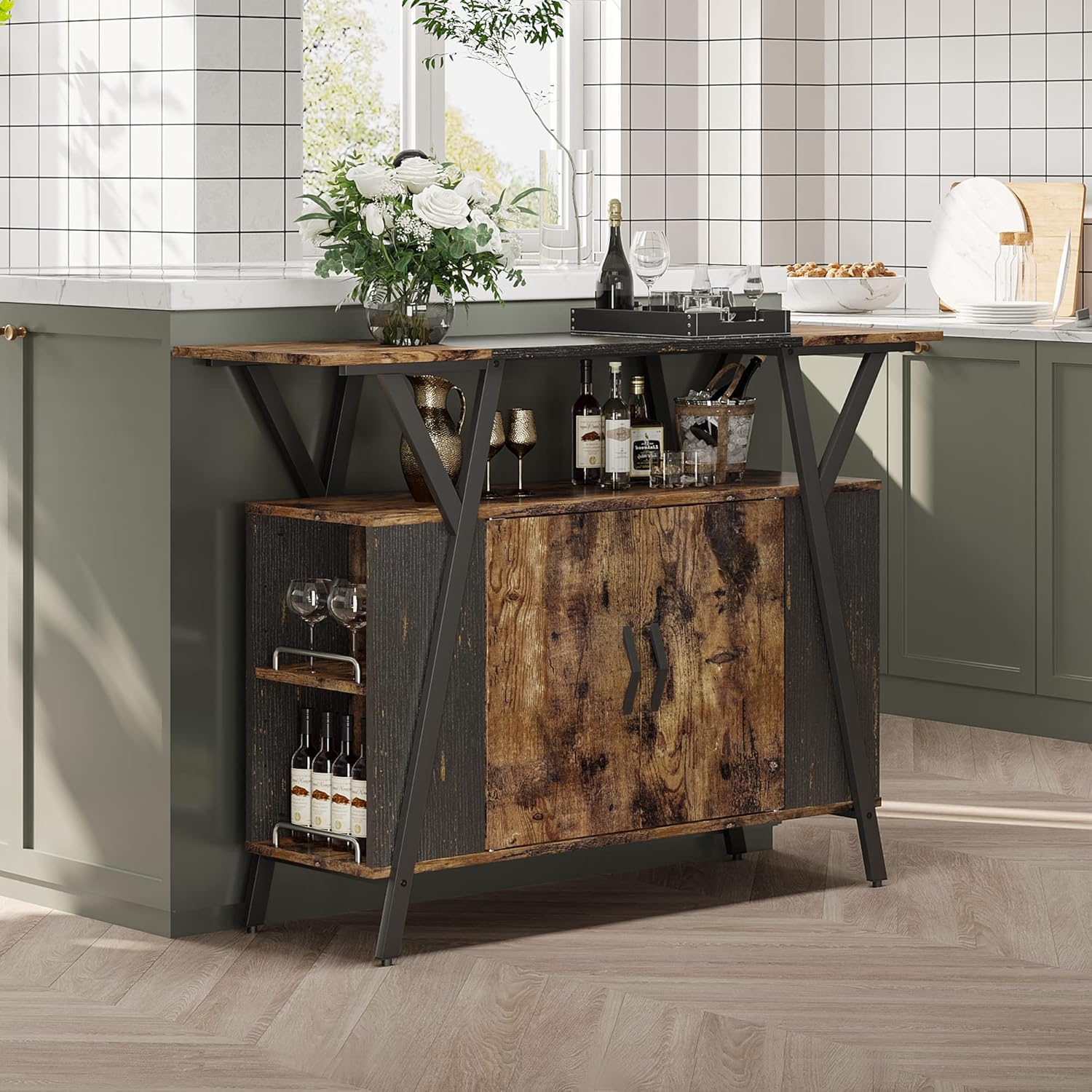 Kitchen Island with Storage Buffet Table Coffee Cabinet Freestanding Console Table with Cupboard Storage Cabinet with Adjustable Shelf Inside for Kitchen Dinning Room Living Room Entryway Hallway - Buffets & Sideboards