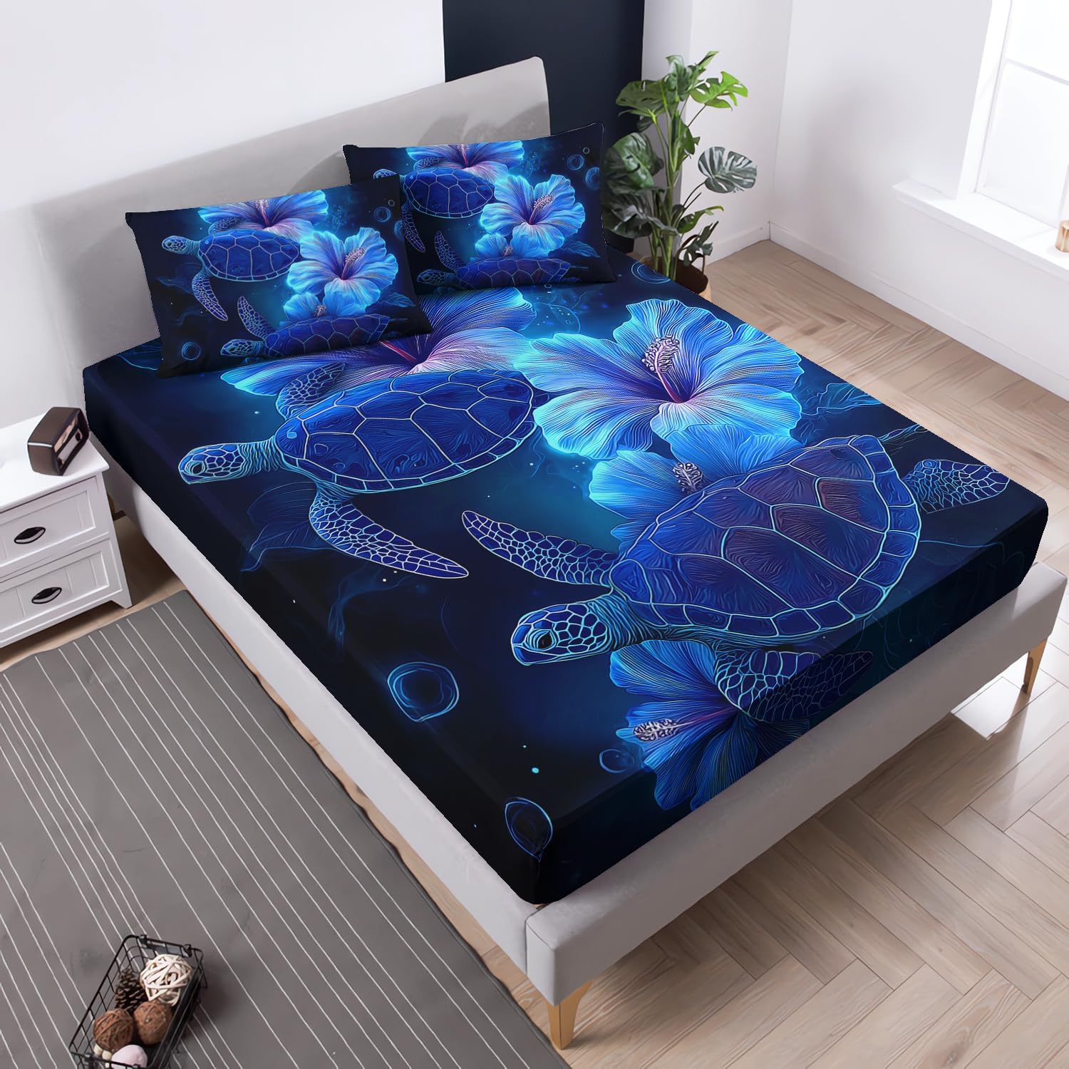 Cartoon Trucks Fitted Sheet Set Twin Size,Roaring Dinosaurs Bedding for Kids Boys Teens,Extreme Sports Themed Trucks Bed Sets,1 Fitted Sheet+2 Pillowcases.(No Bed Sheets)