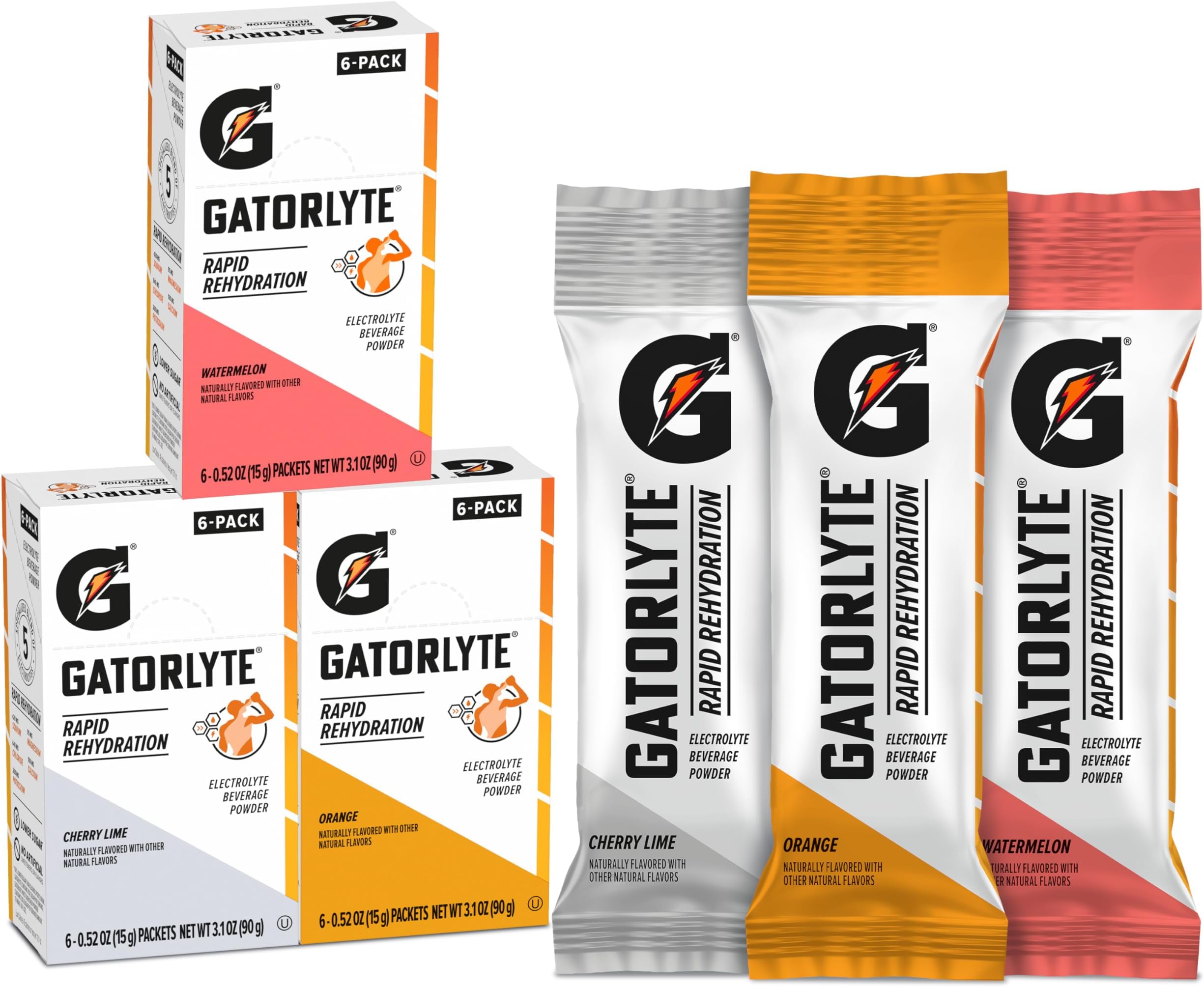 Rapid Rehydration Electrolyte Beverage, Variety Pack, Lower Sugar, Specialized Blend of 5 Electrolytes, No Artificial Sweeteners or Flavors, 18 pack, 1 pack mixes with 16.9oz (500ml) water