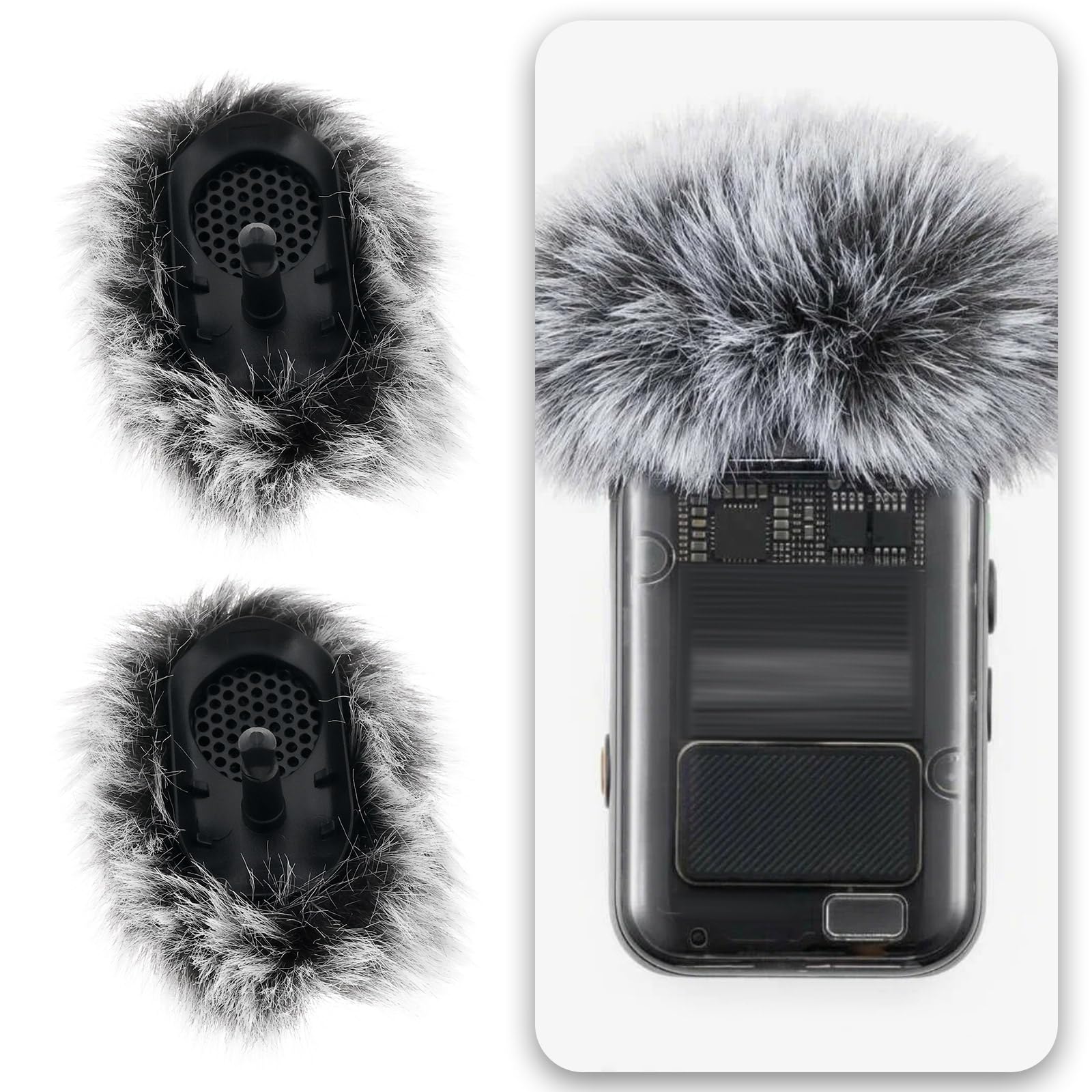 OTOTEC 4Pcs Microphone Pop Filter, Wireless Microphone Covers Furry Wind Muff Compatible with DJI Mic 2 - Image 2