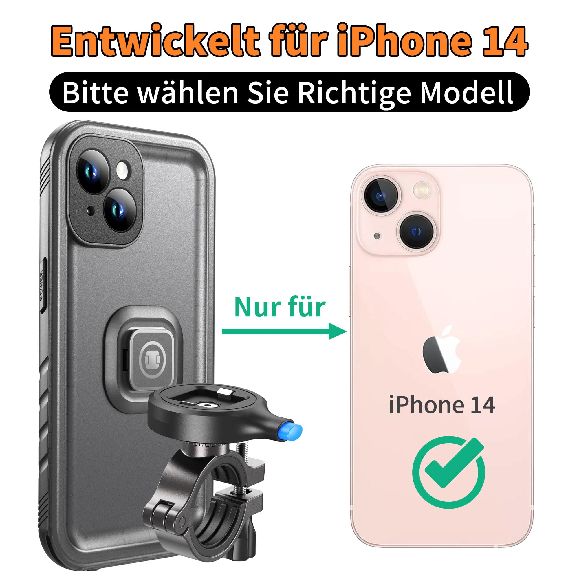 Cozycase Handyhalterung Fahrrad für iPhone 14 Wasserdicht - 【EIN Knopf Entriegeln+Automatisches Schloss】 Bike Phone Holder/Mount Handy Halterung Motorrad Lenker Rennrad Scooter eBike MTB Waterproof