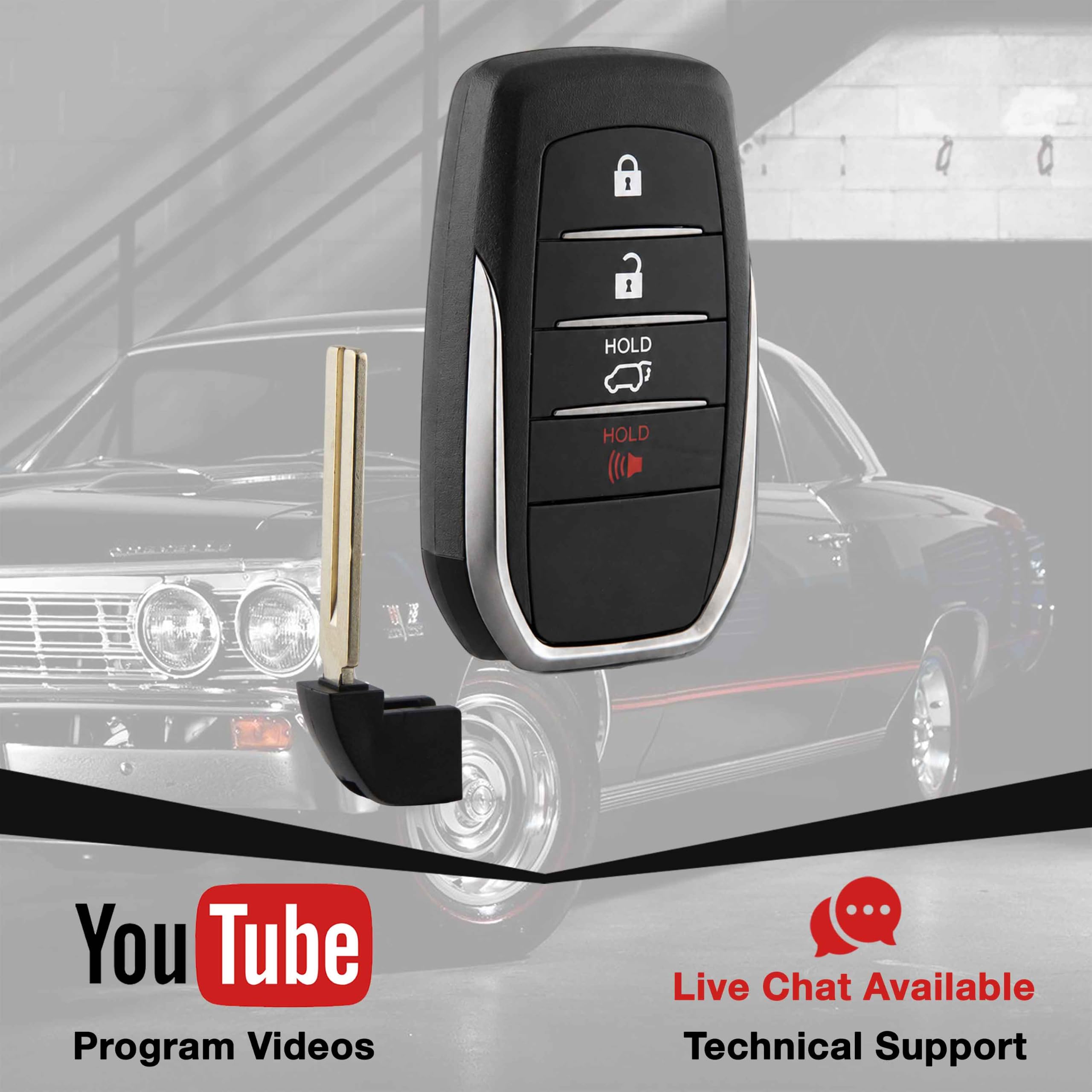 2 x telecomando telecomando SUV 4 pulsanti di ricambio per Toyota Land Cruiser 2018 2019 (HYQ14FBA, 89904-60M80)