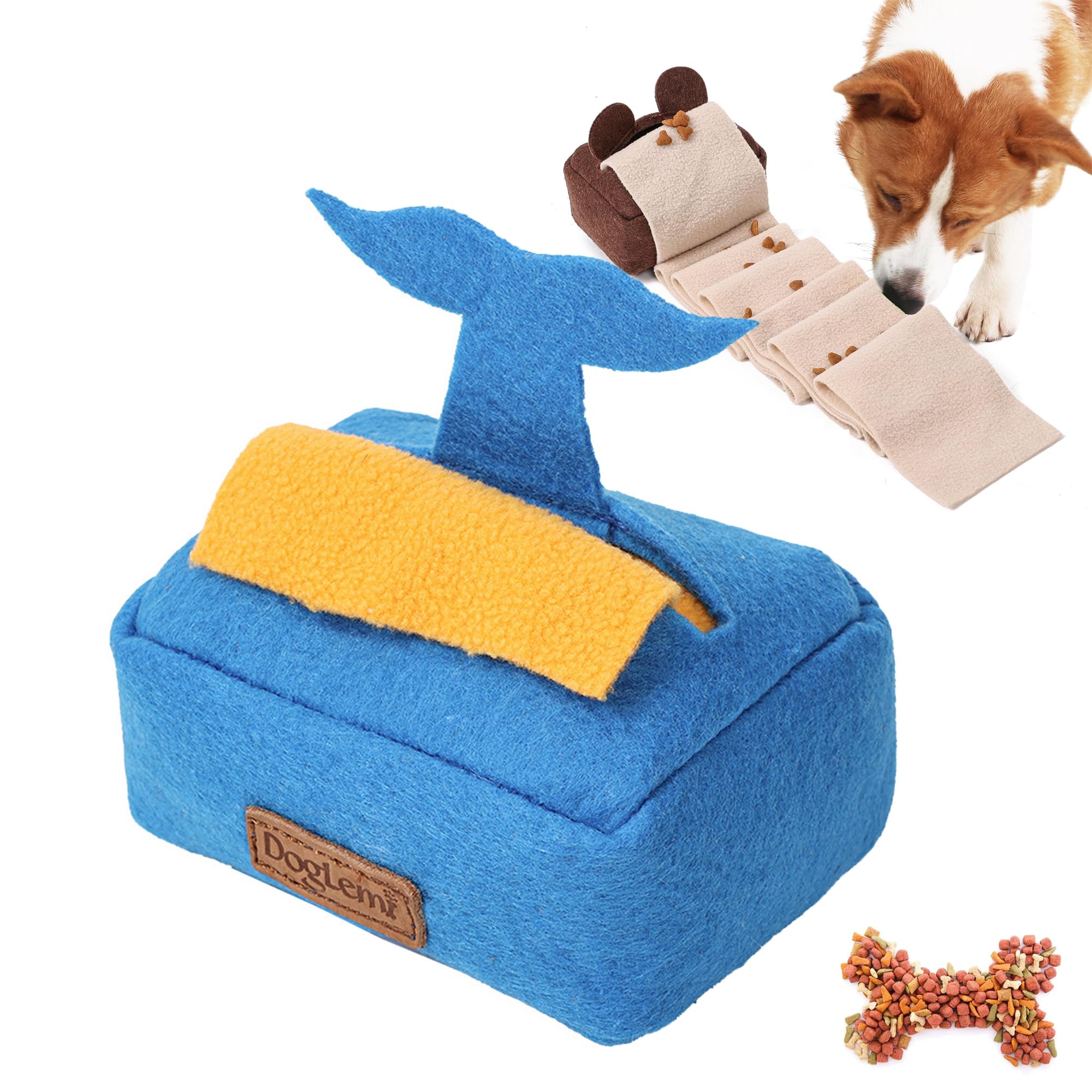 Sugeru®Juguetes para Perros con Forma de Caja de Pañuelos,Juguetes Interactivos para Perros,Alfombra Olfativa Perros,Juego Inteligencia Perros Snuffle Mat Perros,para Cachorro,Mediano,Grande (Azul)