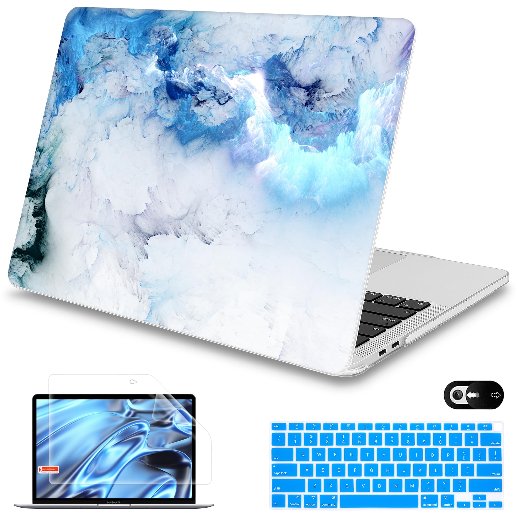 Mektron for MacBook Air 13 Case A1466/A1369 (2010-2017 Release), Snap-on Plastic Hard Shell Cover for MacBook Air 13.3 inch with Keyboard Cover,Cloud