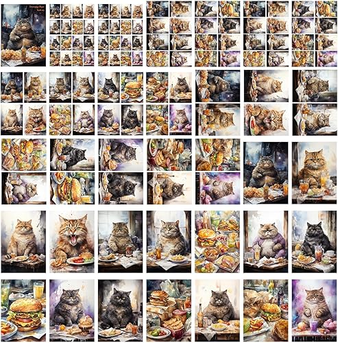 Miniatura 8 de Decoupage - Paquete de papel (35 hojas de 6 x 8 pulgadas), adorables gatos en ropa cálida de invierno para senderismo en el bosque, tarjetas de